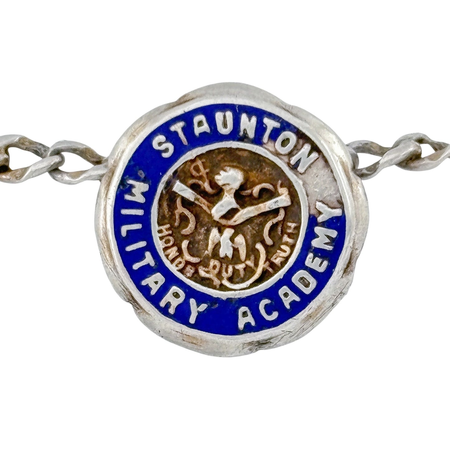 Vintage Sterling Silver 925 Staunton Military Academy Bracelet 5.75"