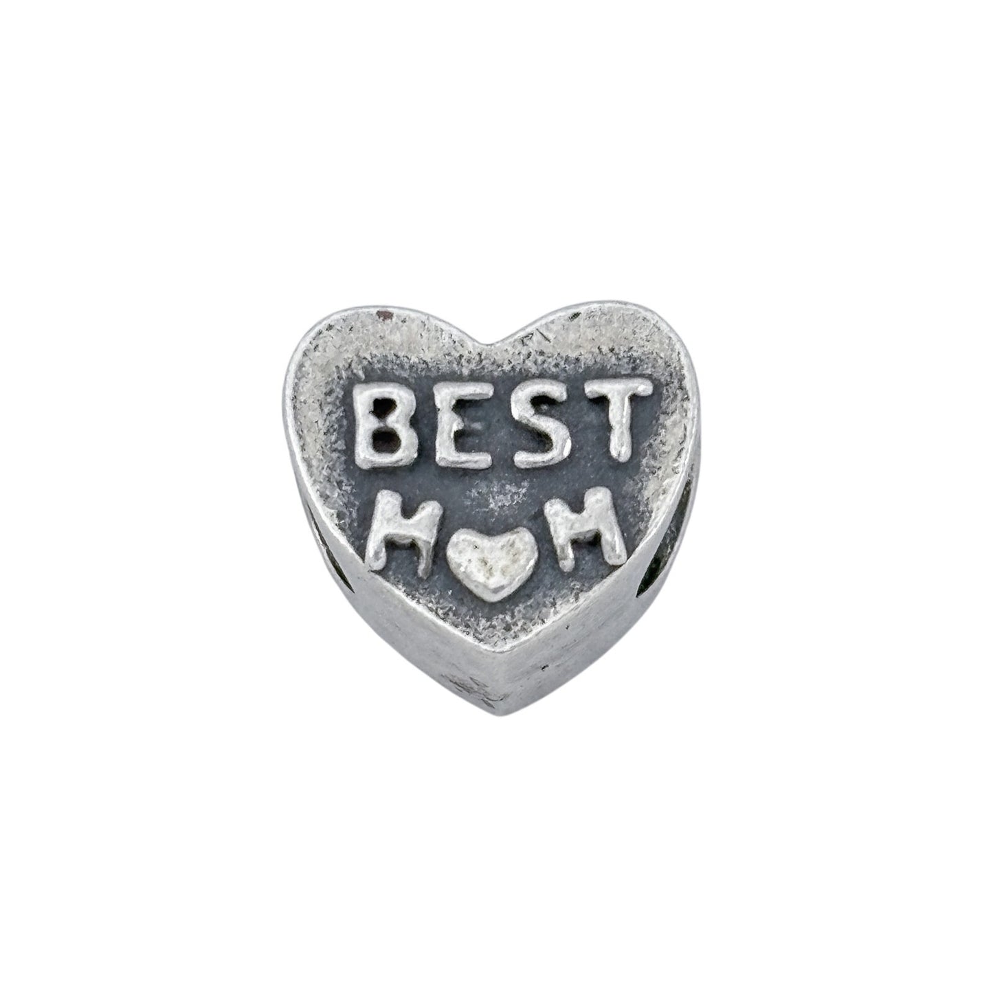 Vintage Sterling Silver 925 Best Mom Heart Slide Charm