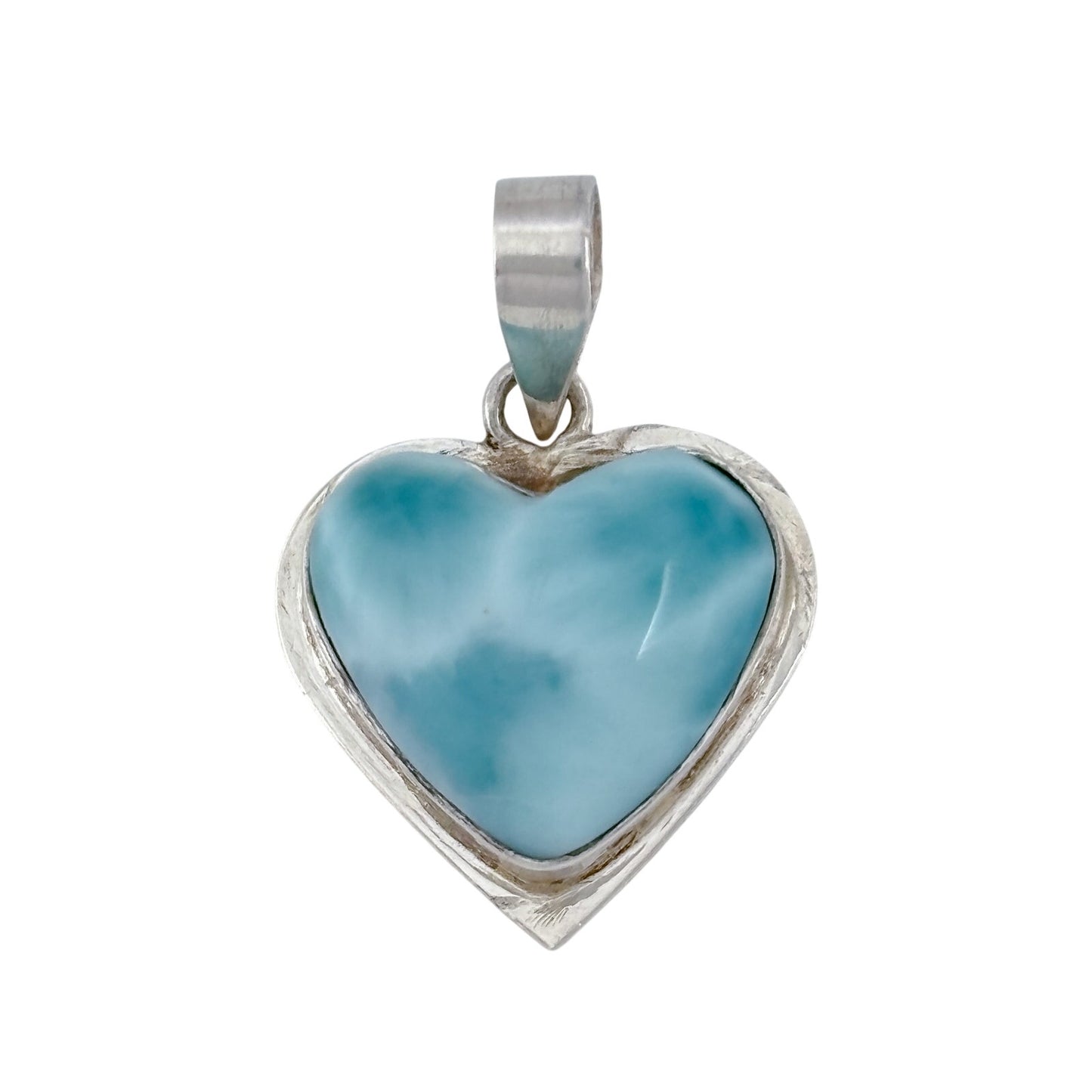 Vintage Sterling Silver 925 Larimar Heart Pendant
