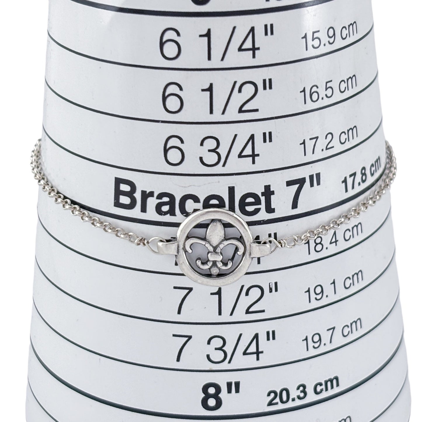 Vintage Sterling Silver 925 Fleur de Lis Bracelet 7.25"