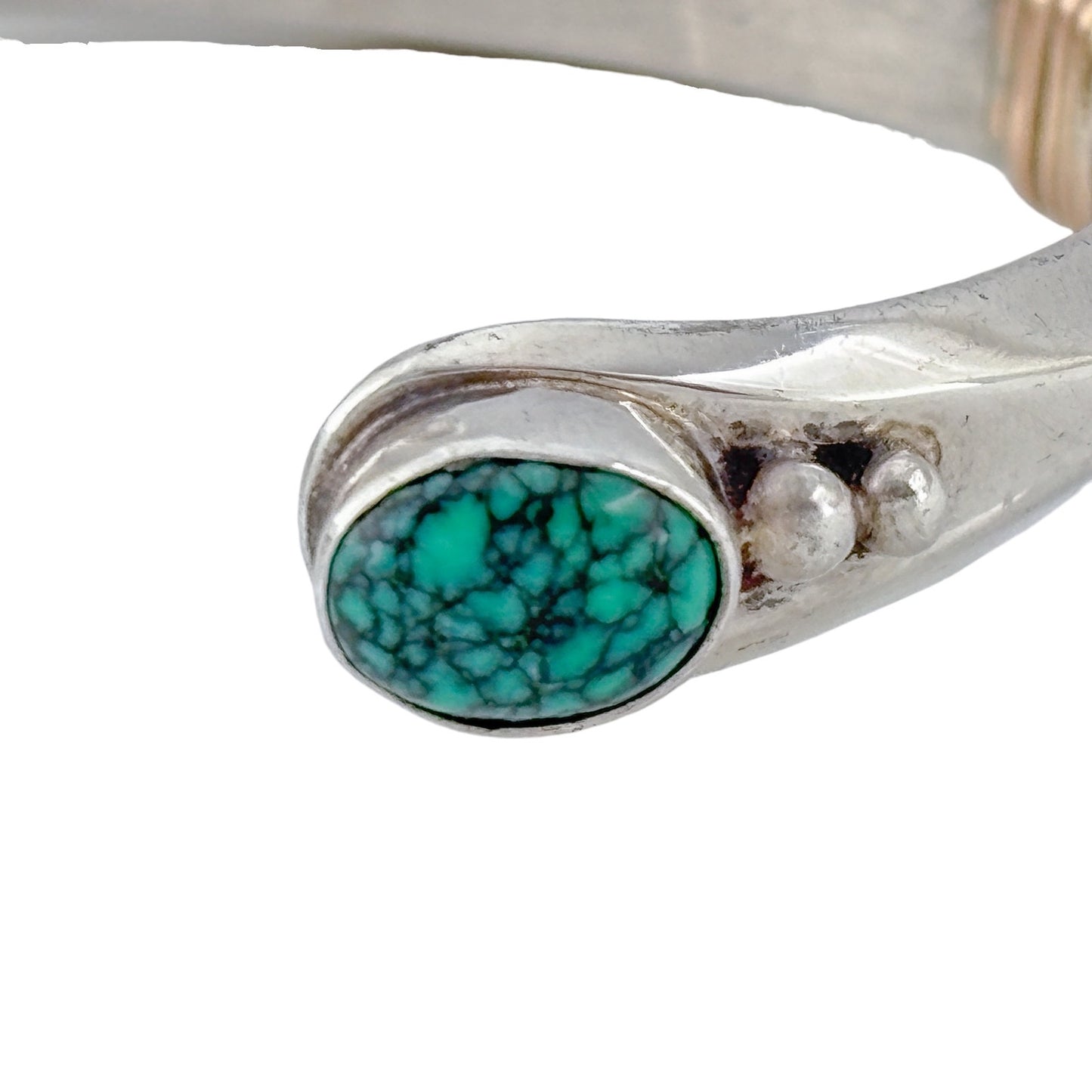 Vintage E. Piaso Navajo Sterling Silver 925 Black Web Turquoise Cuff Bracelet 6"