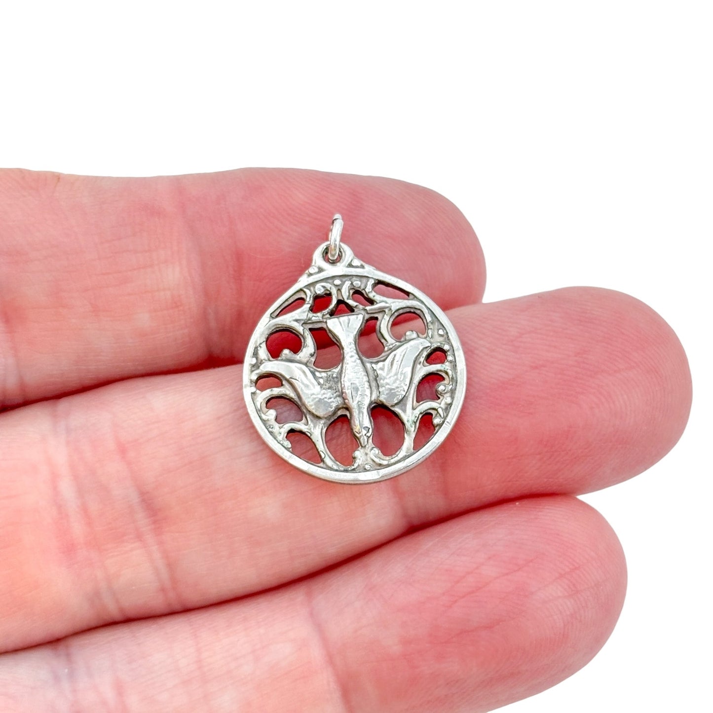 Vintage Sterling Silver 925 Dove Openwork Pendant
