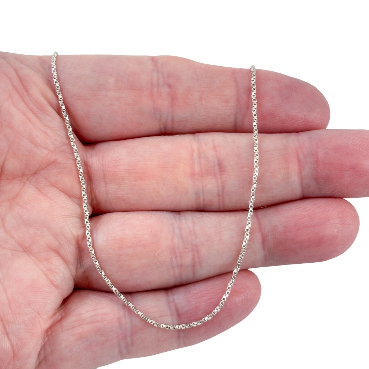 Vintage Italian Sterling Silver 925 Twisted Box Link Chain Necklace 18"