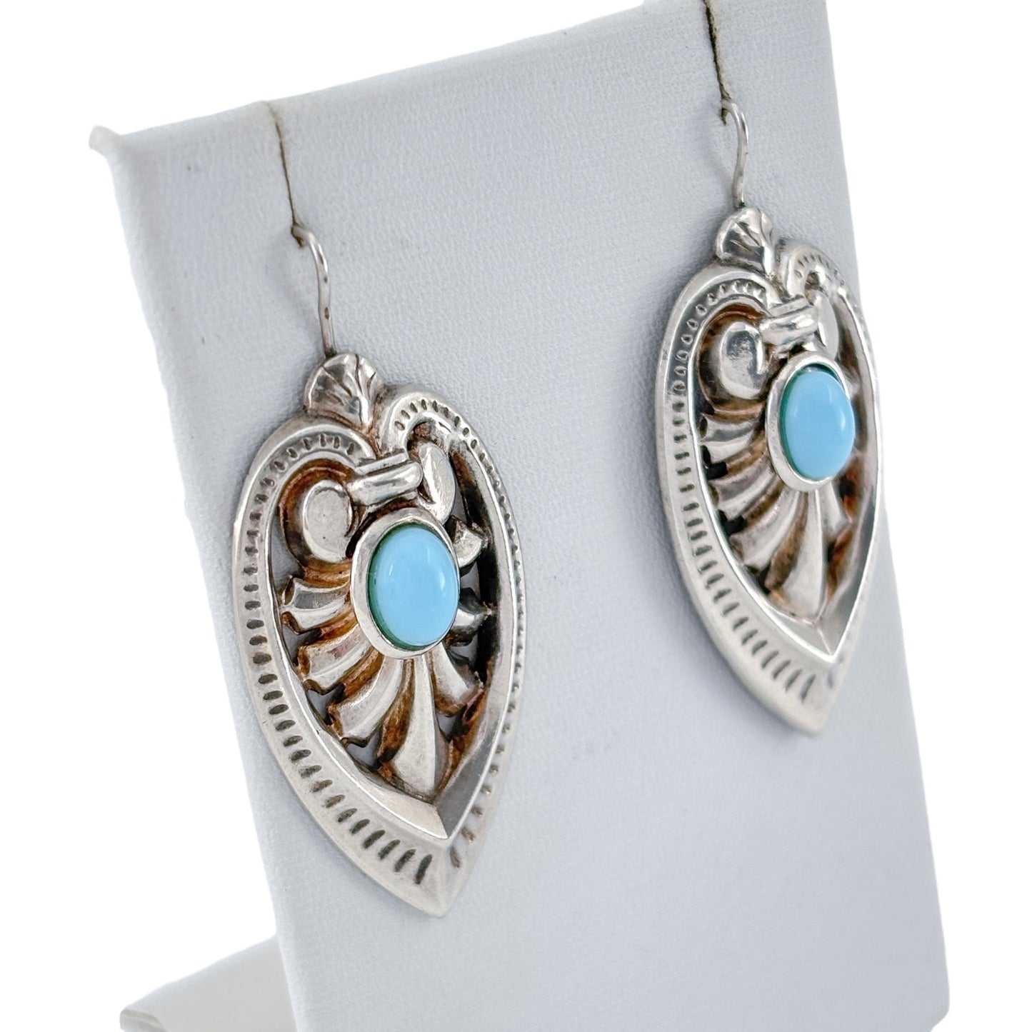 Vintage Tonic Sterling Silver 925 Persian Turquoise Earrings