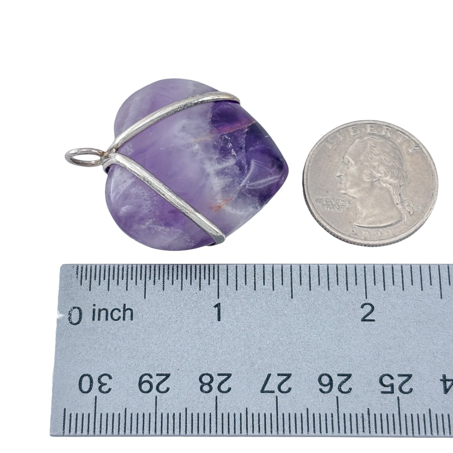 Vintage Sterling Silver 925 Amethyst Heart Pendant