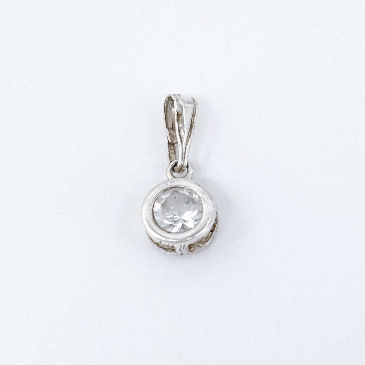 Vintage Sterling Silver 925 Cubic Zirconia Bezel Pendant
