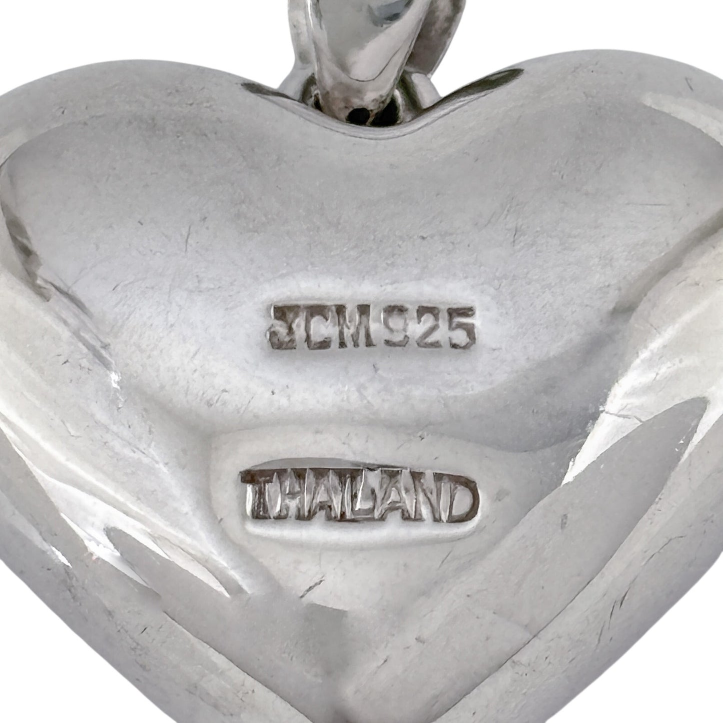Vintage Sterling Silver 925 Pink Crystal Heart Pendant