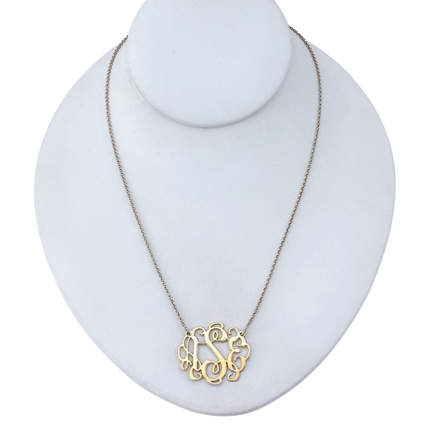 Vintage Gold-Tone Sterling Silver 925 Monogram ISE Pendant Necklace 19"