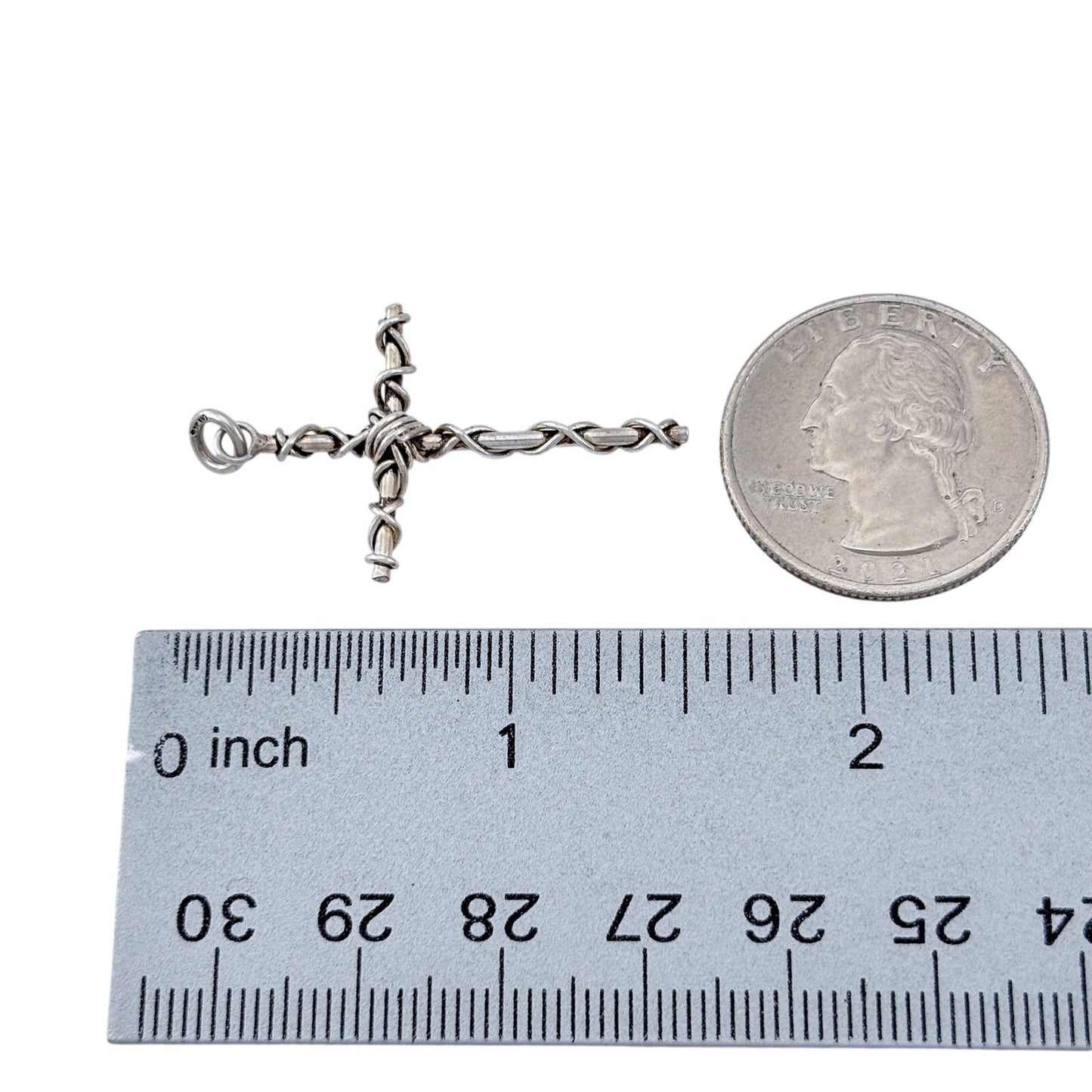 Vintage Sterling Silver 925 Twisted Wire Cross Pendant