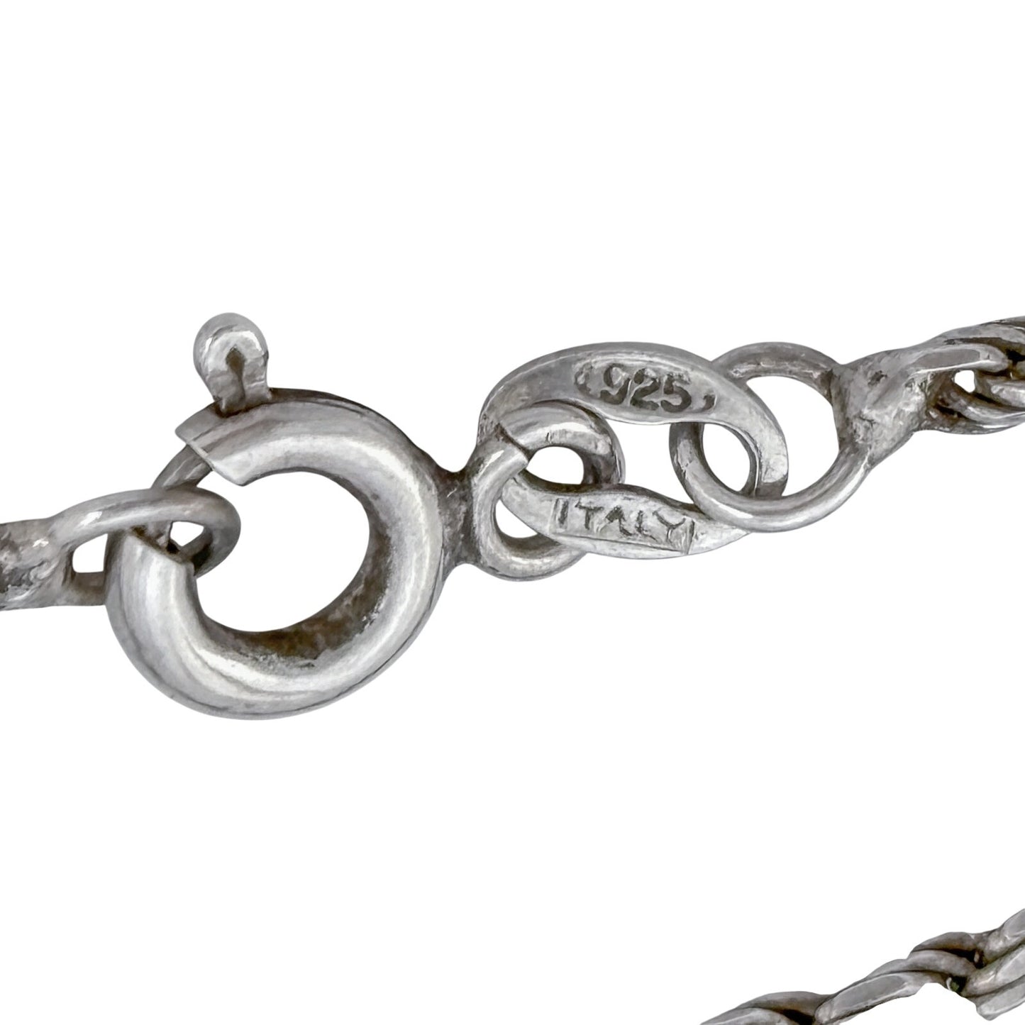 Vintage Italian Sterling Silver 925 Rope Link Chain Necklace 24"
