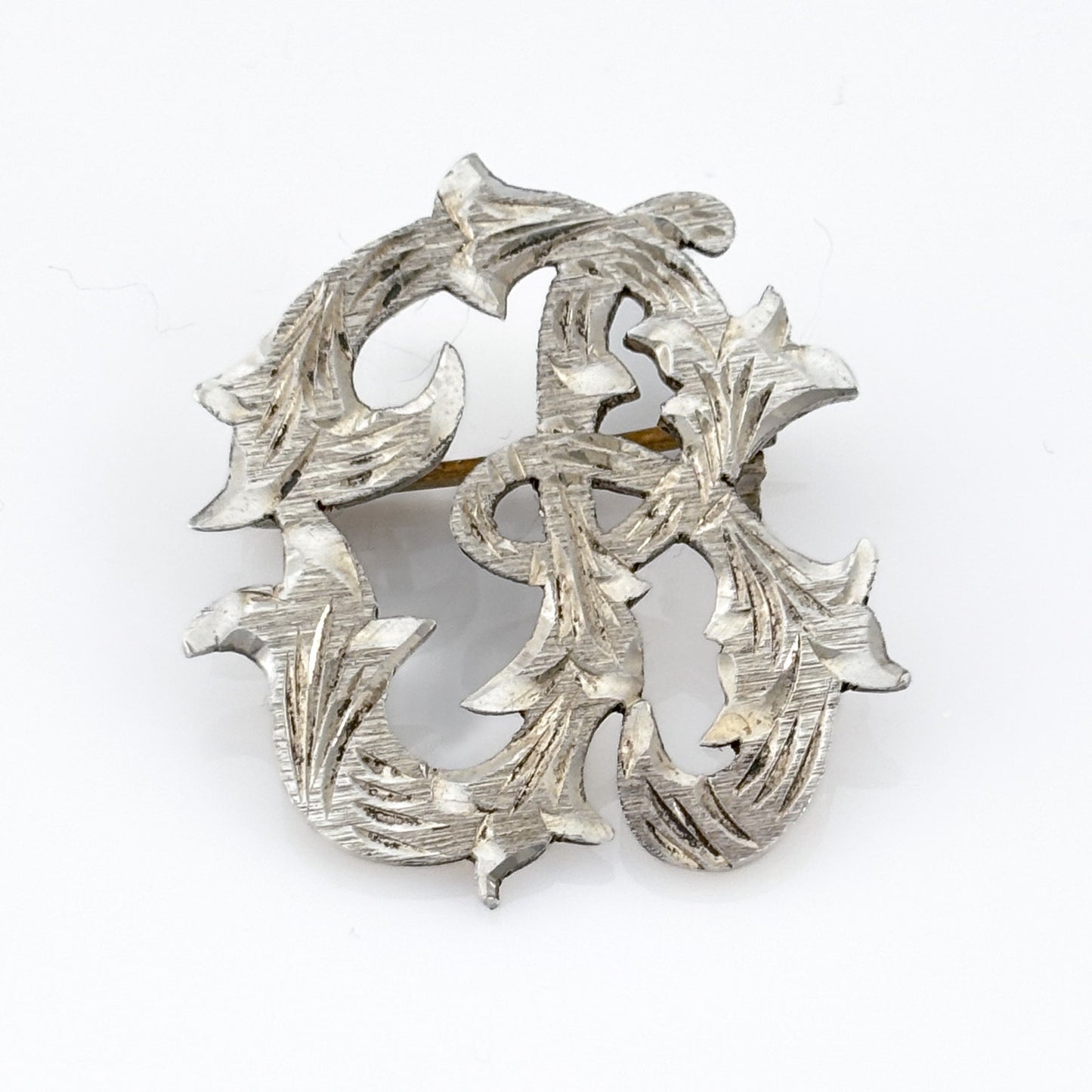 Vintage Sterling Silver 925 Filigree Monogram Letter B Brooch