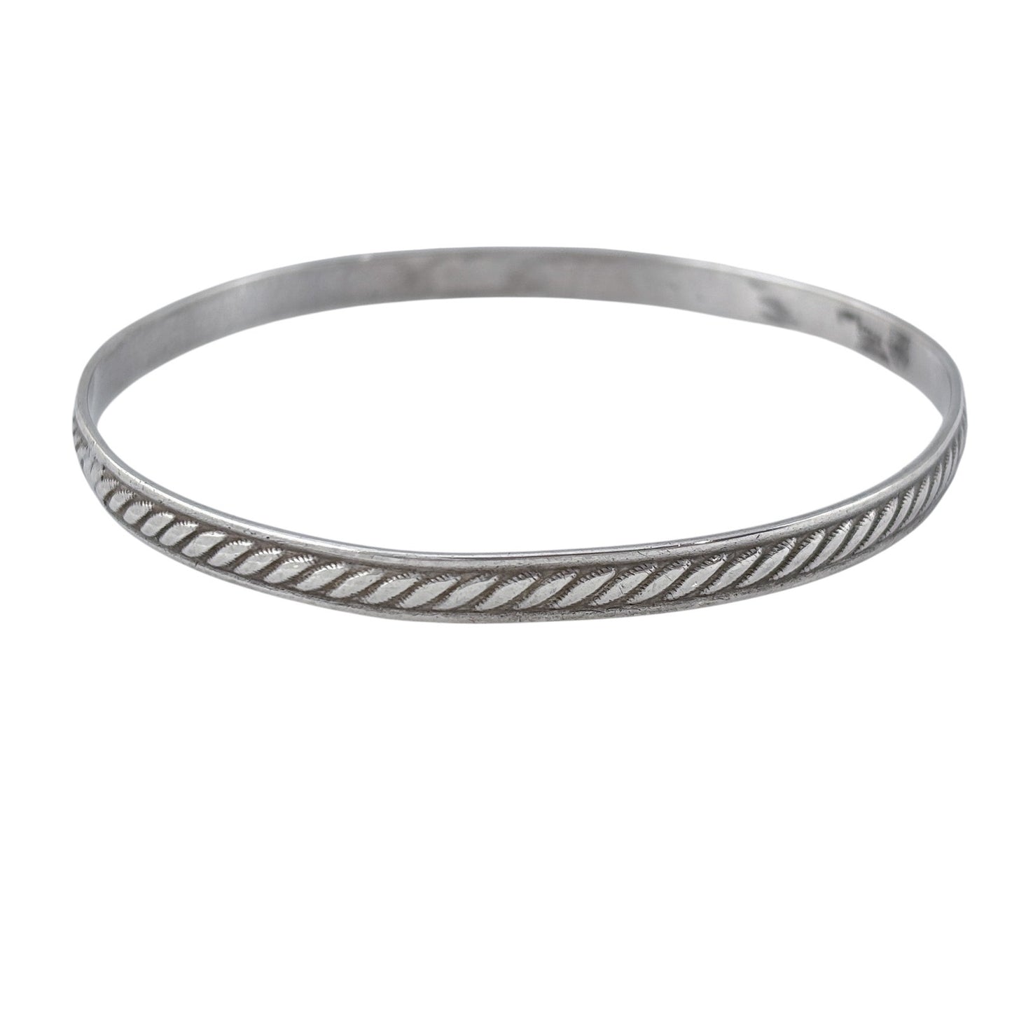Vintage Sterling Silver 925 Twisted Rope Bangle Bracelet 8"