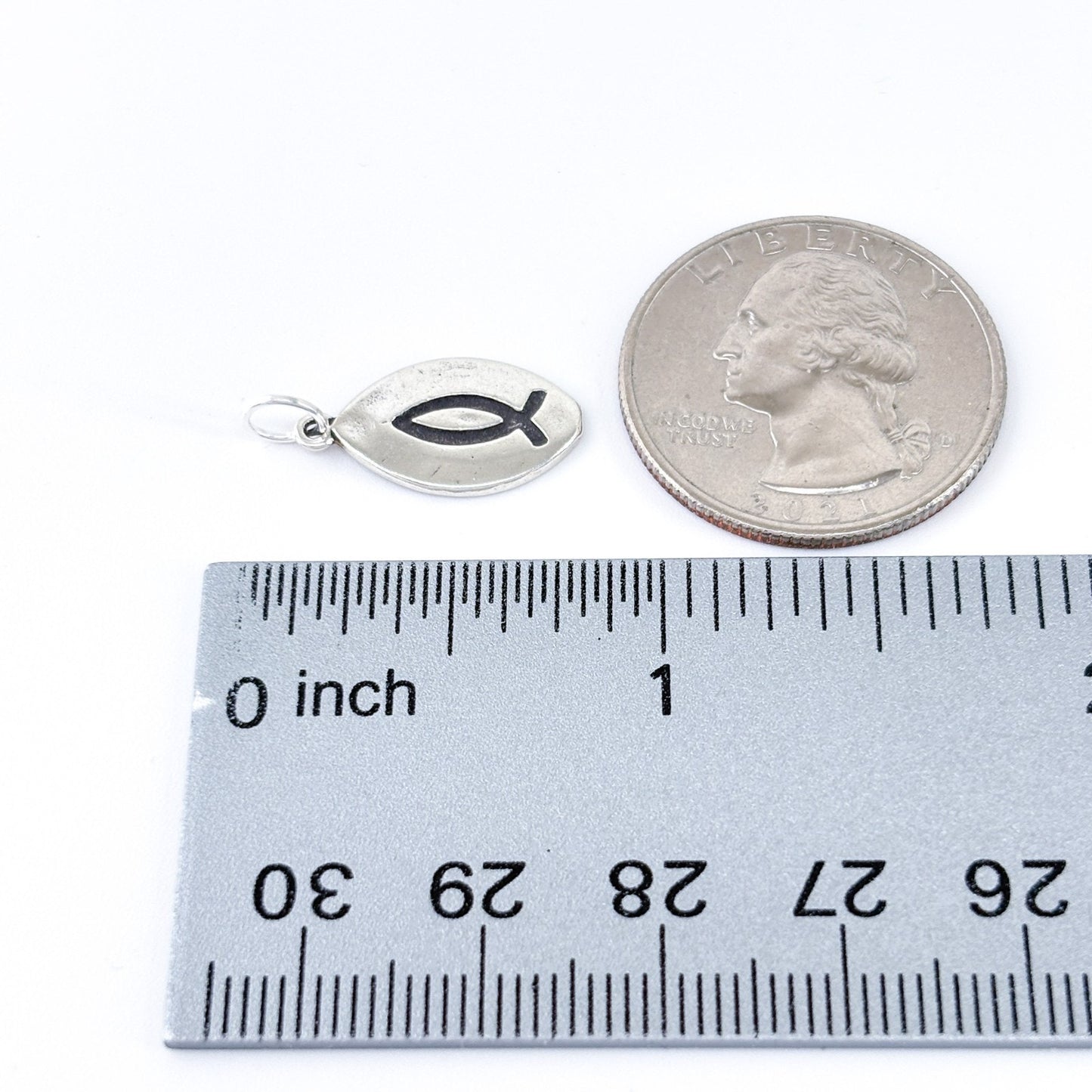 Sterling Silver Christian Ichthys Fish Pendant | Vintage Religious Charm Jewelry