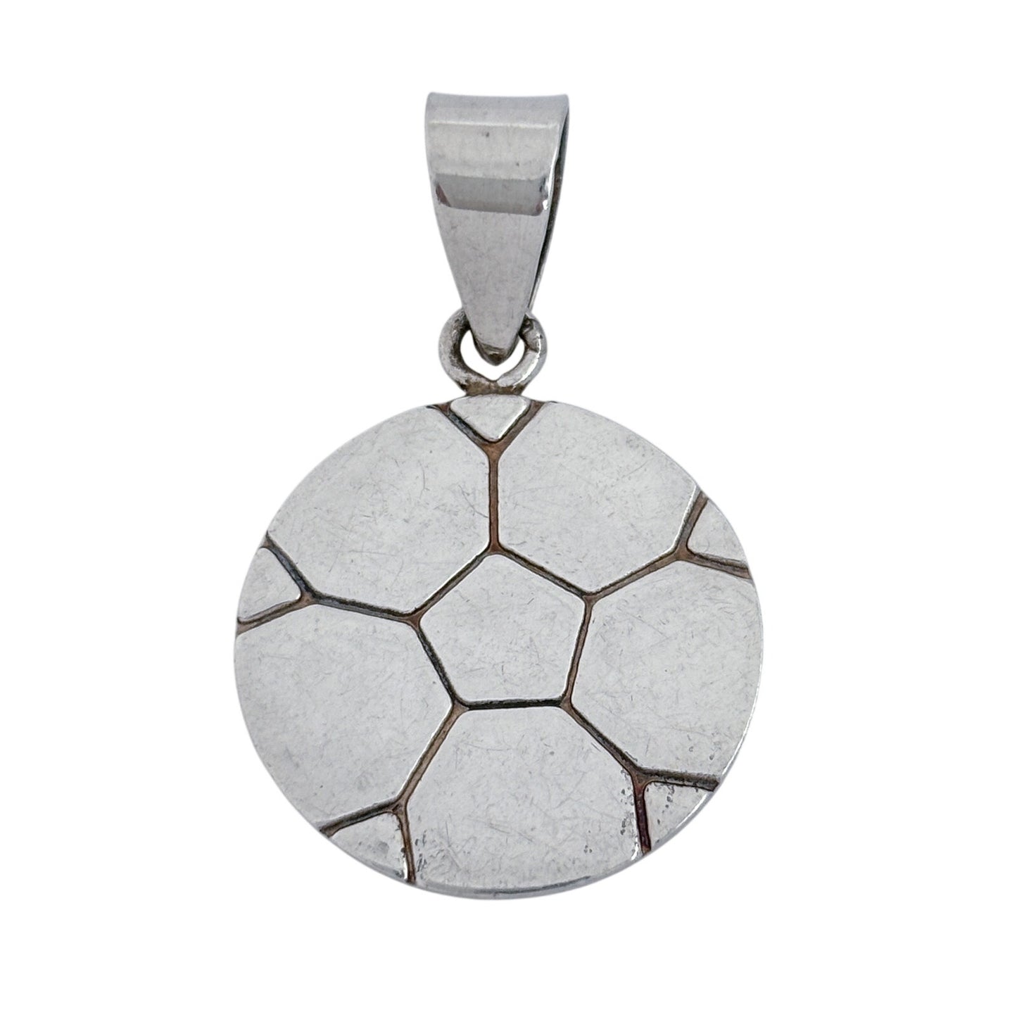 Vintage Sterling Silver 925 Soccer Ball Disk Pendant