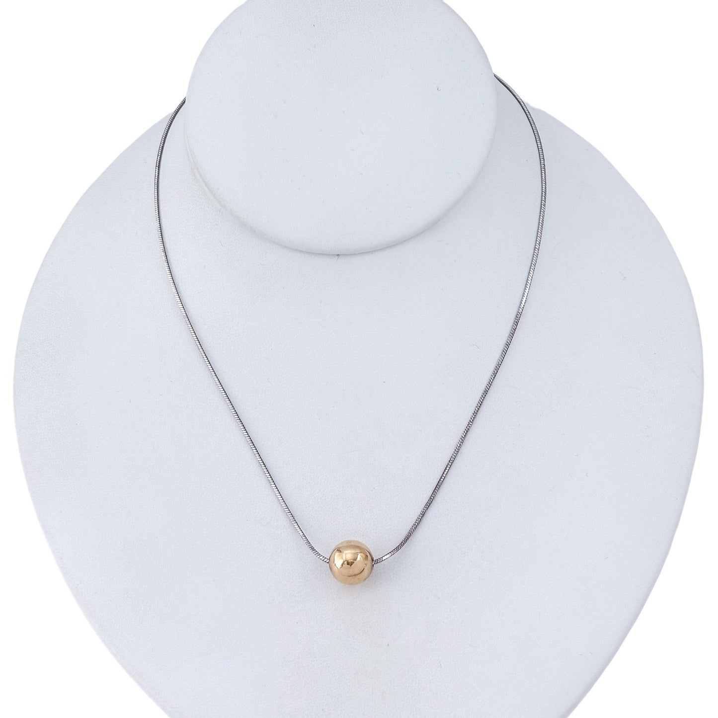 Vintage Sterling Silver 925 Gold-Tone Ball Pendant Necklace 16"