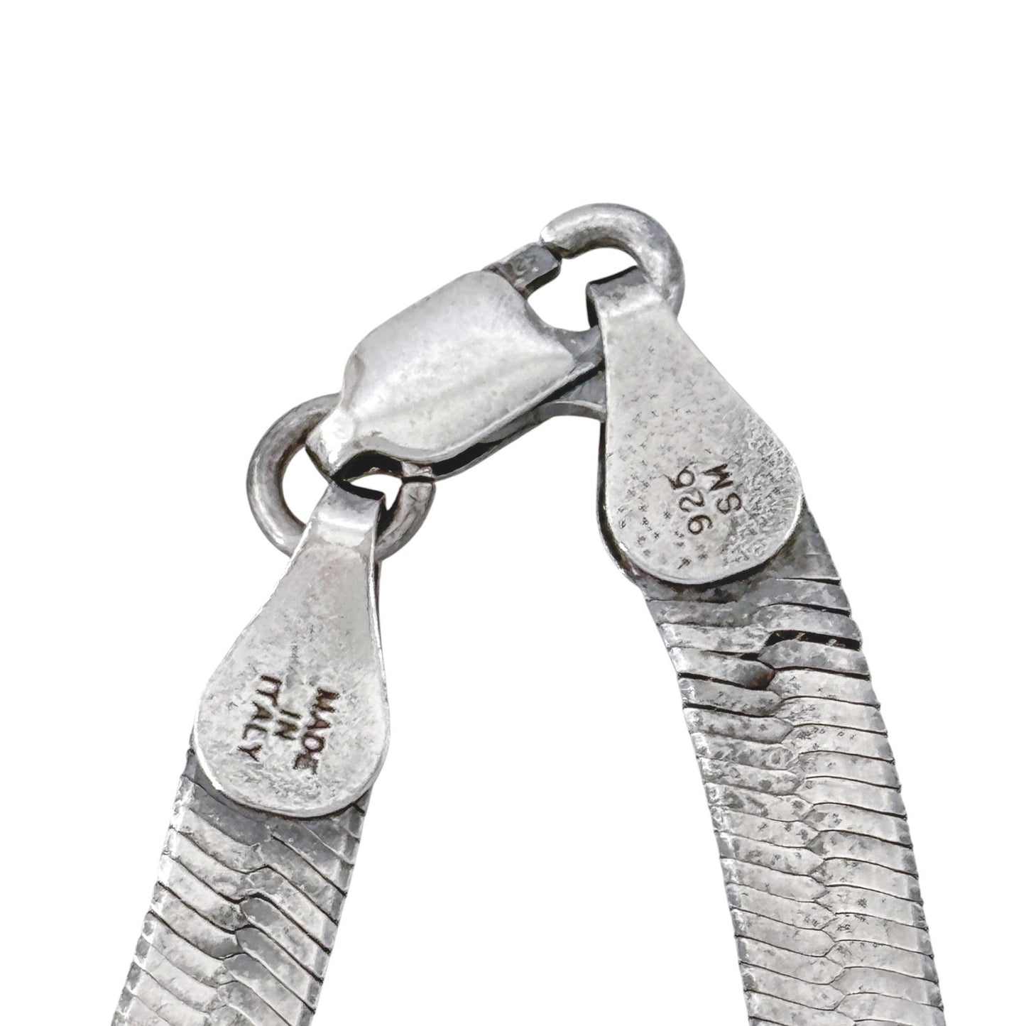 Vintage Italian Sterling Silver 925 Herringbone Chain Necklace 18"