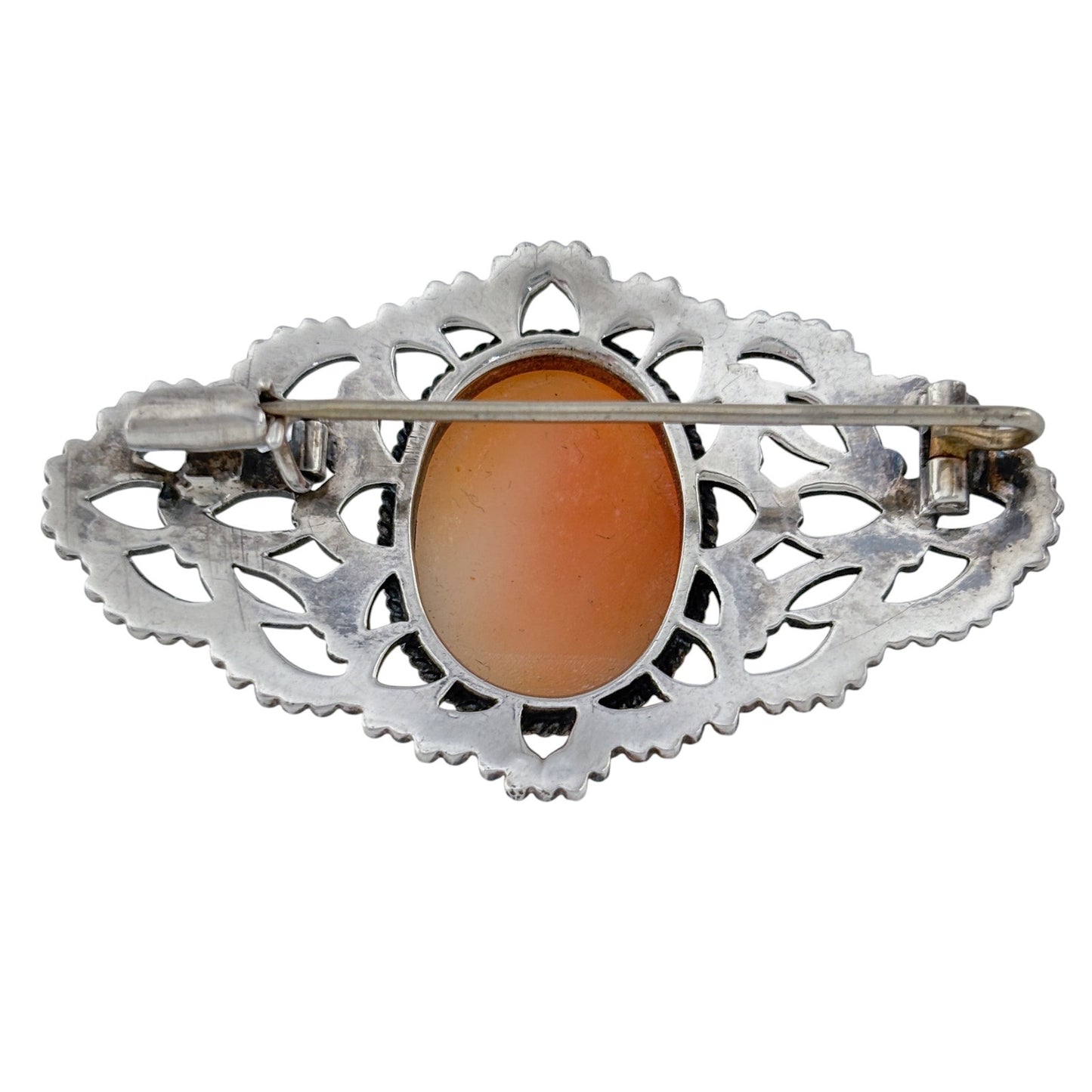 Vintage Sterling Silver 925 Shell Cameo Brooch