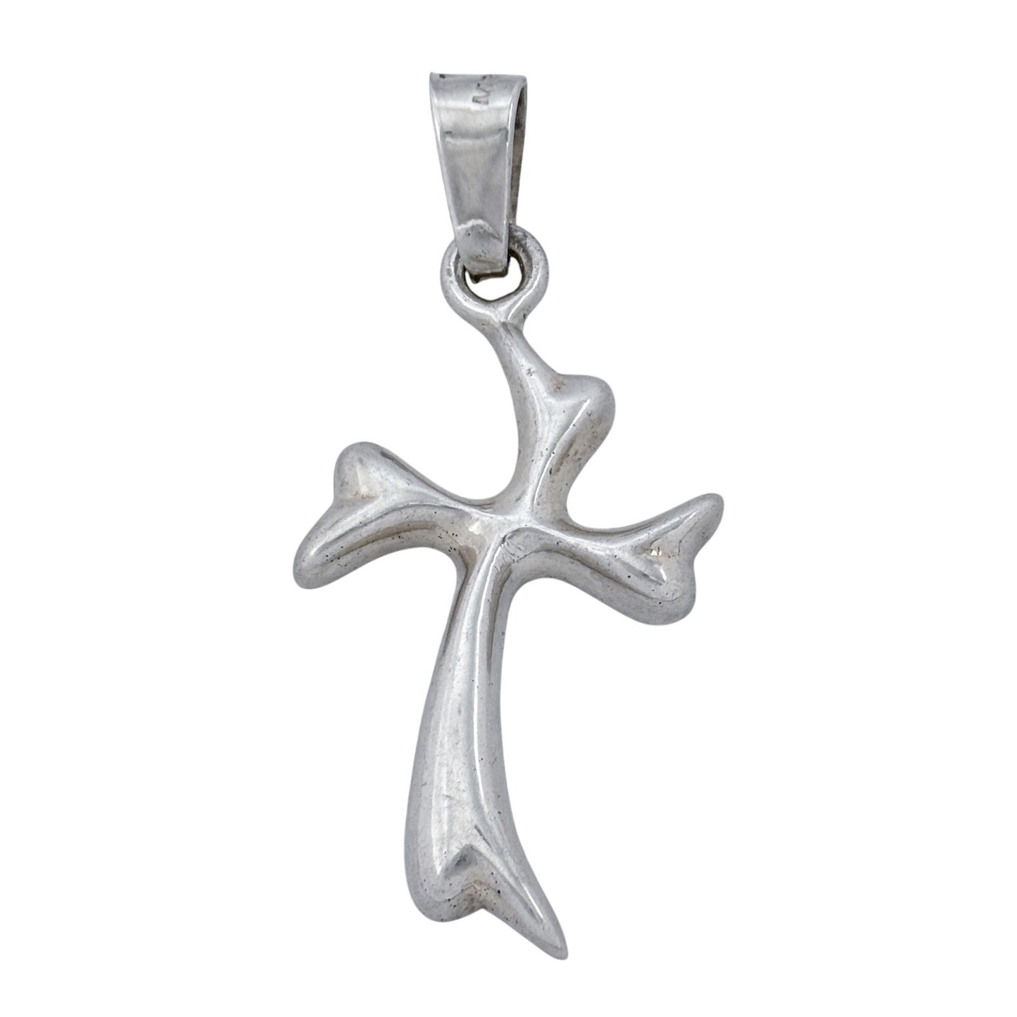 Vintage Sterling Silver 925 Organic Cross Pendant