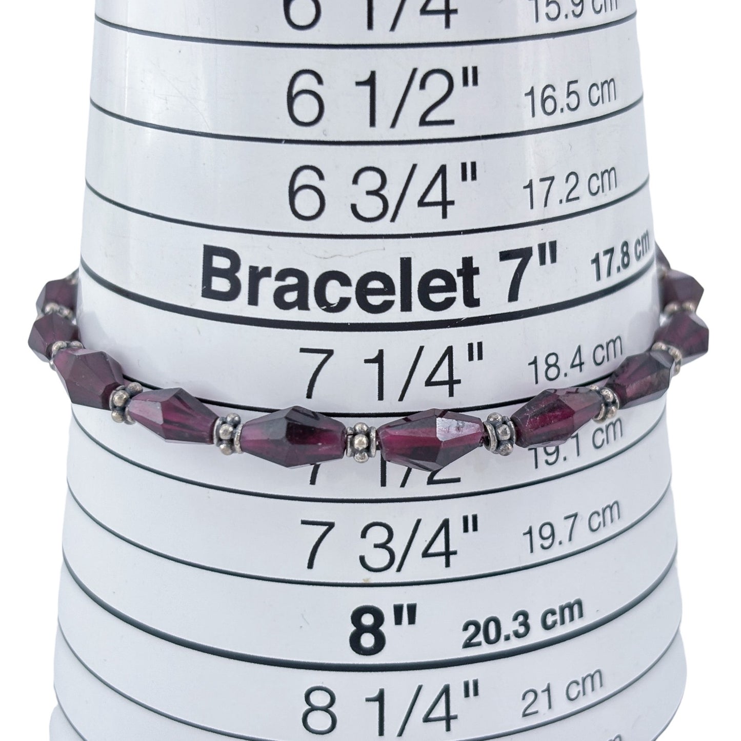 Vintage Sterling Silver 925 Garnet Toggle Bracelet 8"