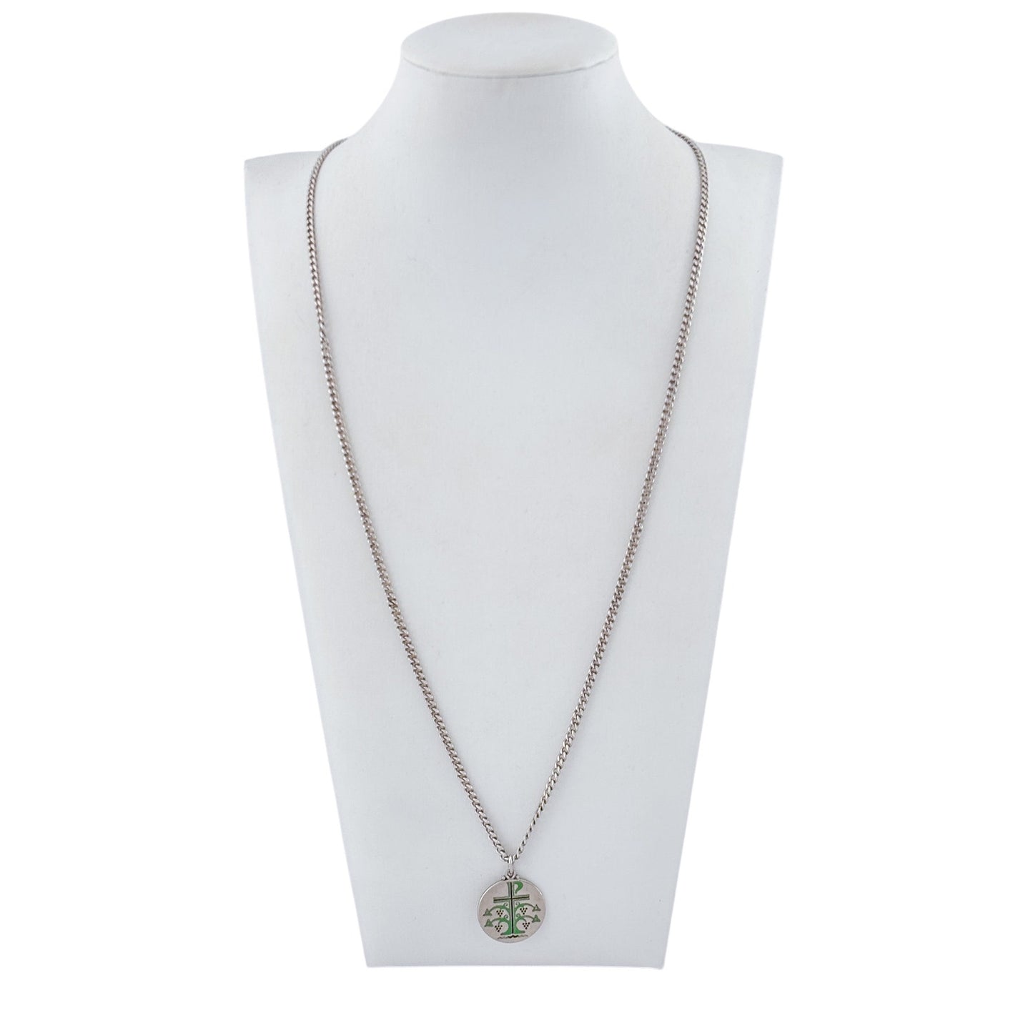 Vintage Creed Sterling Silver 925 Chi-Rho Christogram Medallion Necklace 25"