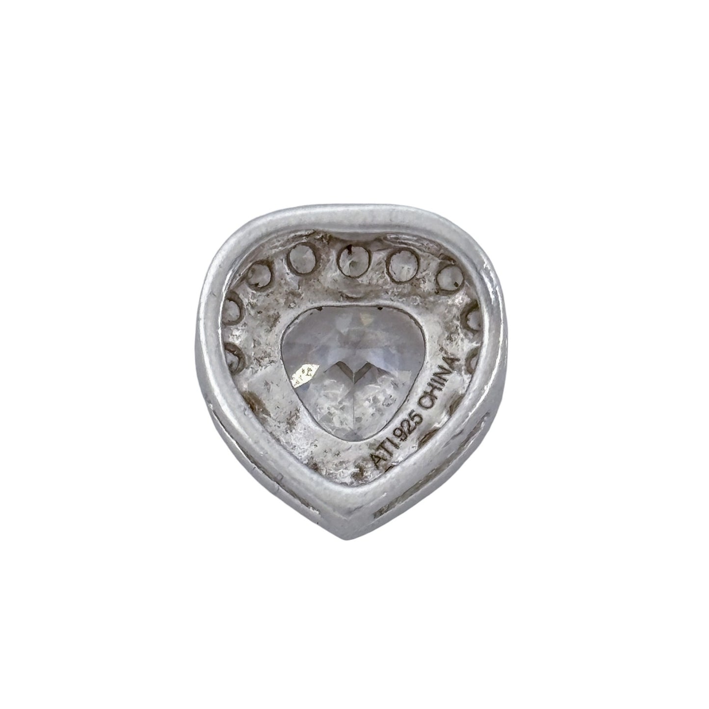 Vintage Sterling Silver 925 Cubic Zirconia Heart Pendant