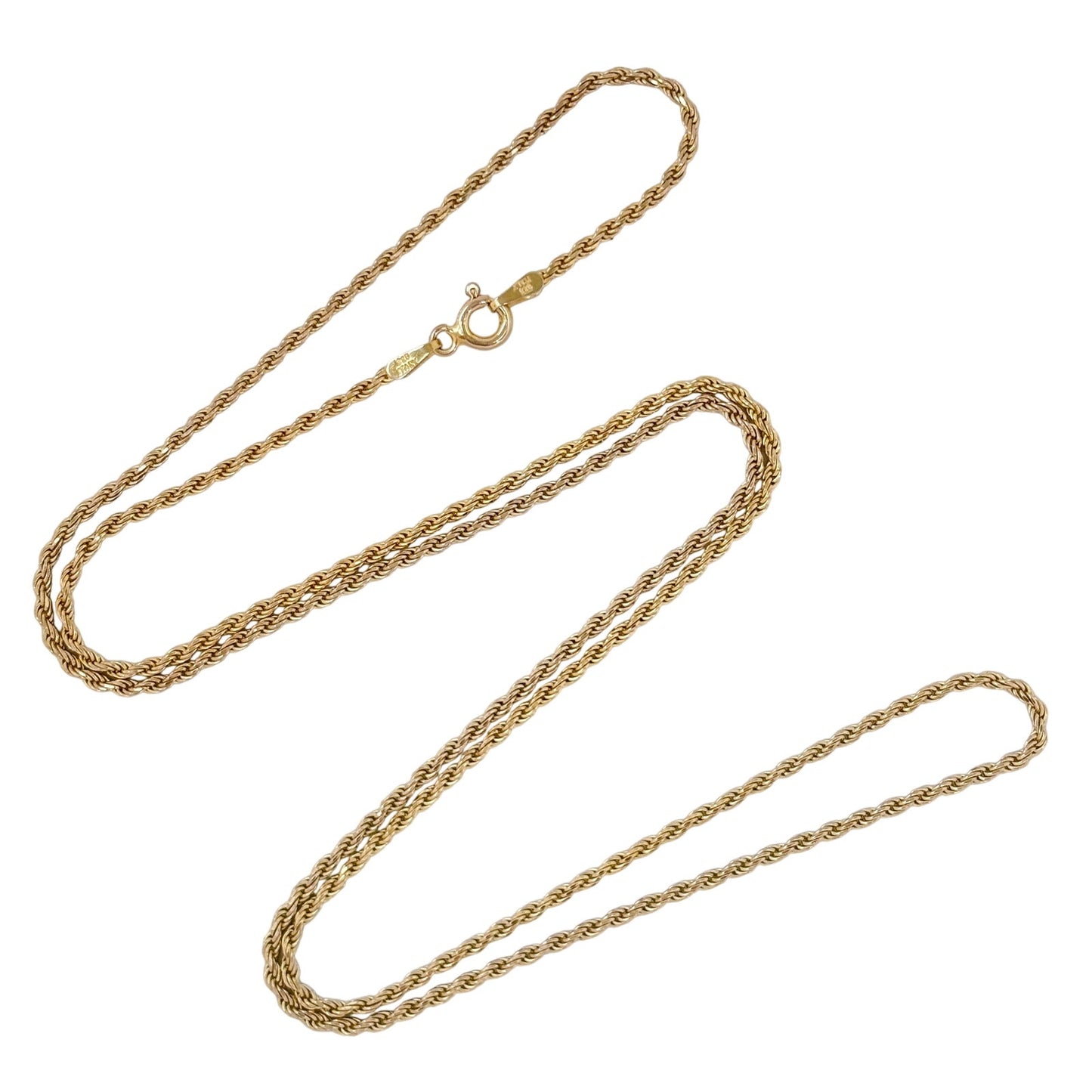 Vintage Italian Gold-Tone Sterling Silver 925 Rope Chain Necklace 24"