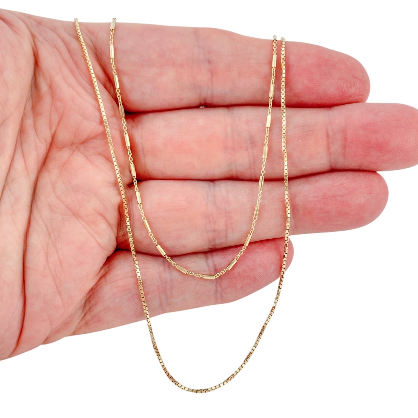 Vintage Gold-Tone Sterling Silver 925 Multi Strand Chain Necklace 15"-17"