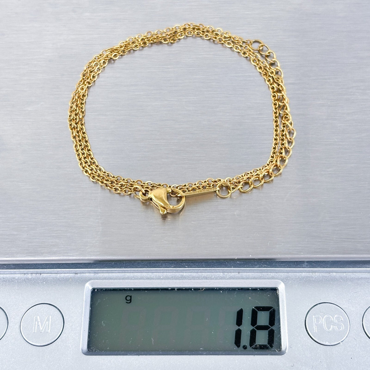 Vintage Gold-Tone Stainless Steel Cable Chain Necklace 16–18" Adjustable