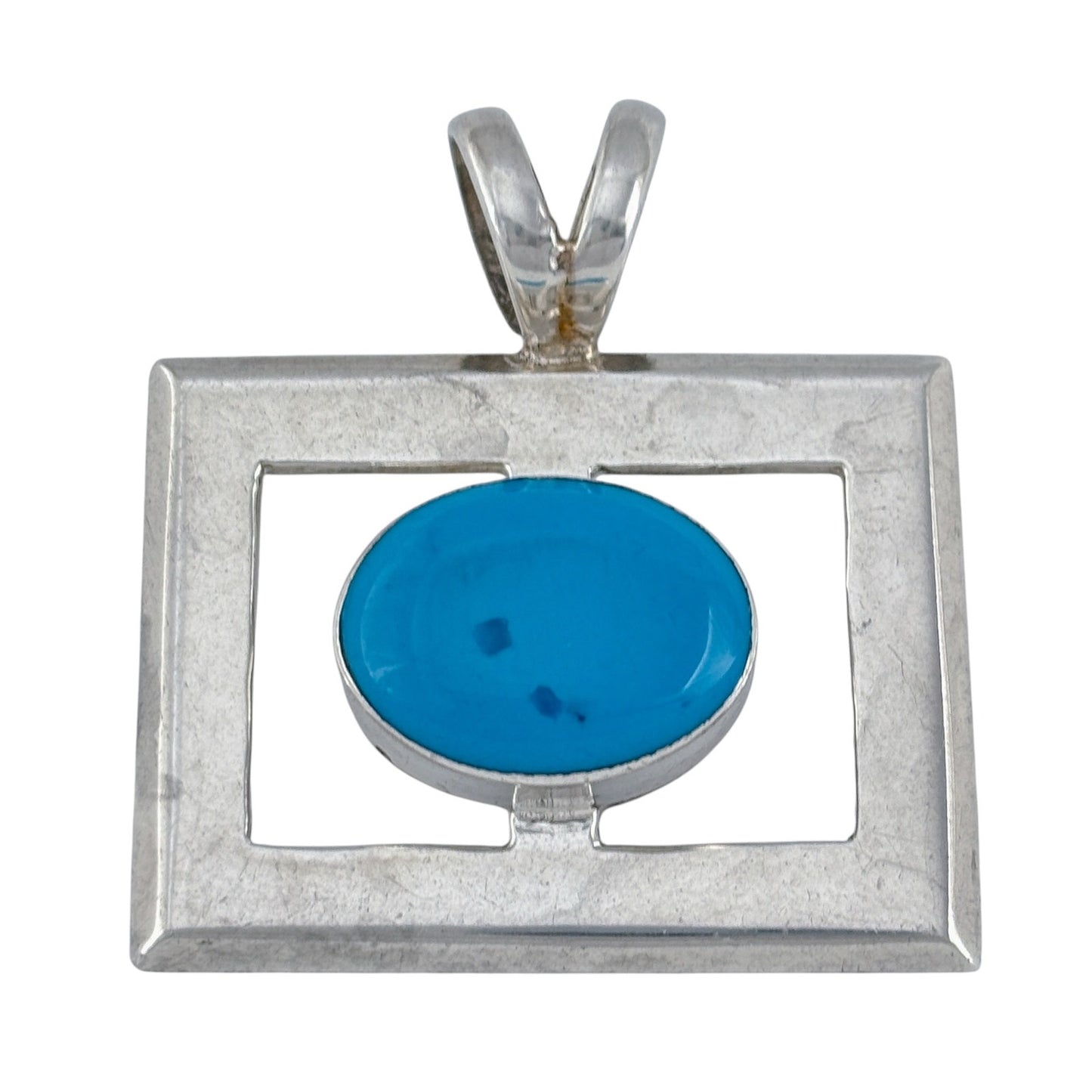 Vintage Mexico Taxco Sterling Silver 925 Turquoise Pendant