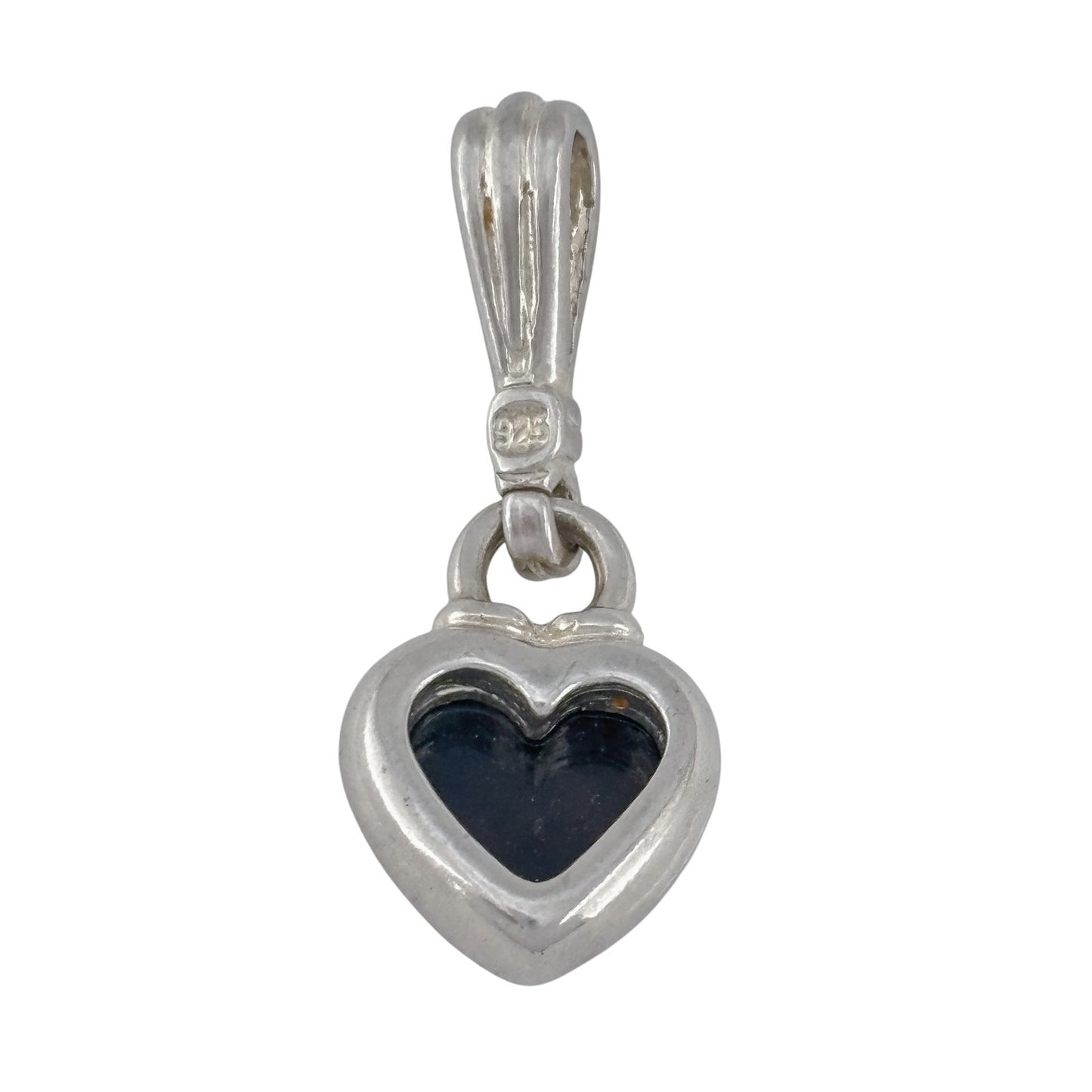 Vintage Sterling Silver 925 Amber Heart Pendant
