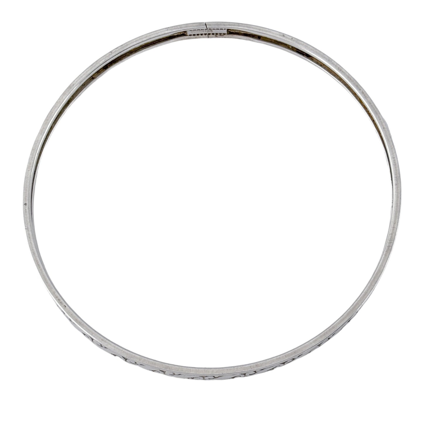 Vintage Sterling Silver 925 Engraved Wave Bangle Bracelet 8"