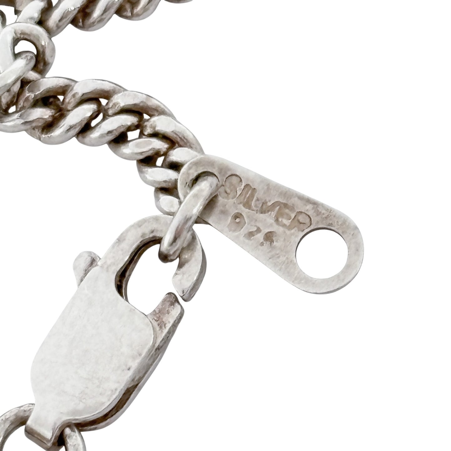 Vintage Sterling Silver 925 Circle O-Ring Cub Chain Bracelet 6.5"-7"