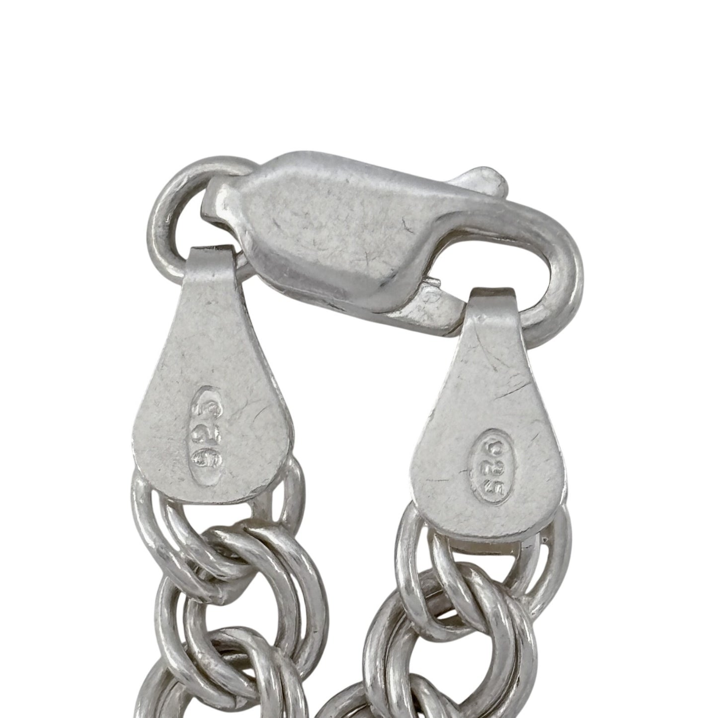 Vintage Sterling Silver 925 Italian Curb Chain Charm Bracelet 7"