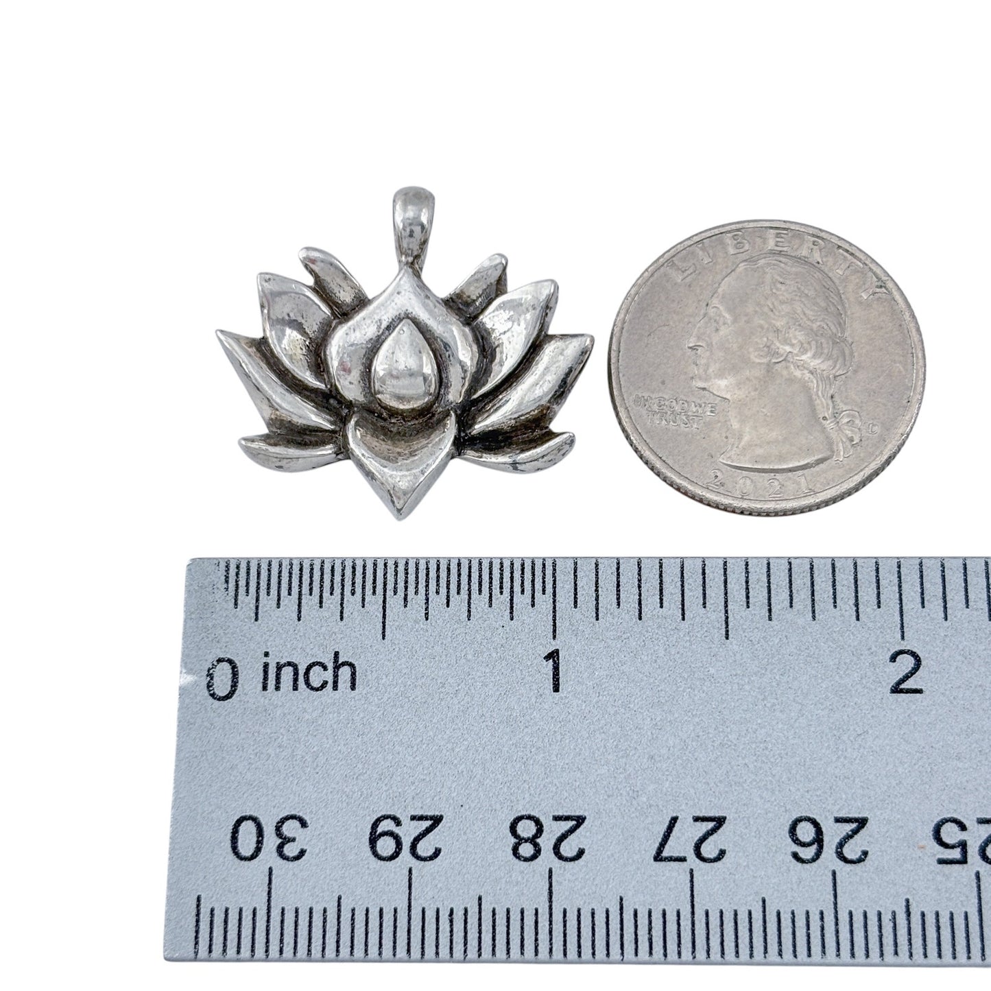 Vintage Sterling Silver 925 Lotus Flower Pendant