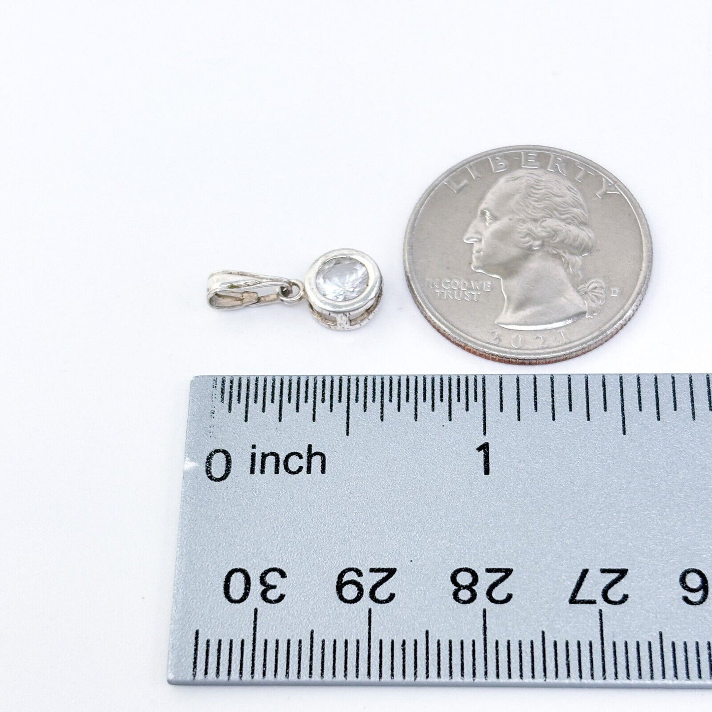 Vintage Sterling Silver 925 Cubic Zirconia Bezel Pendant
