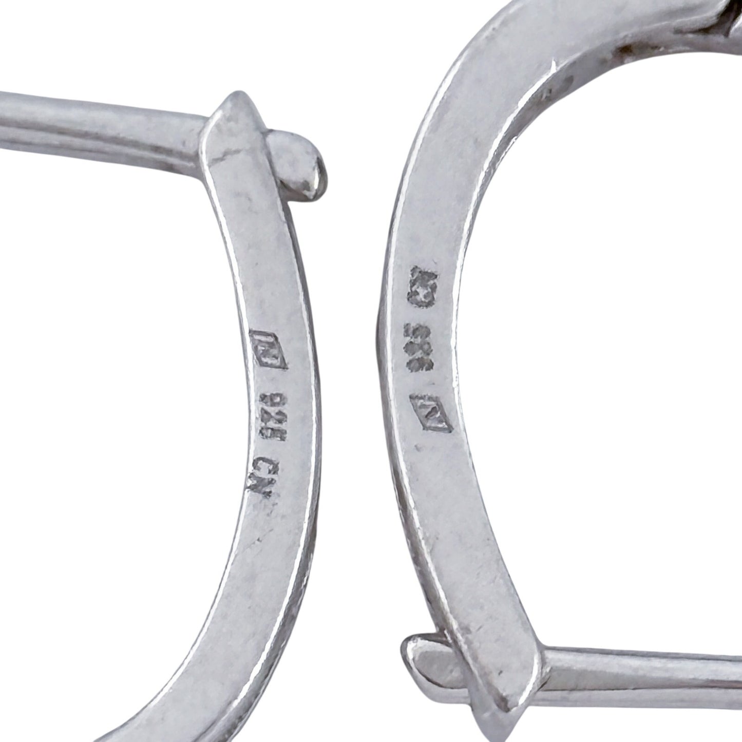 Vintage Sterling Silver 925 Cubic Zirconia Huggie Hoop Earrings