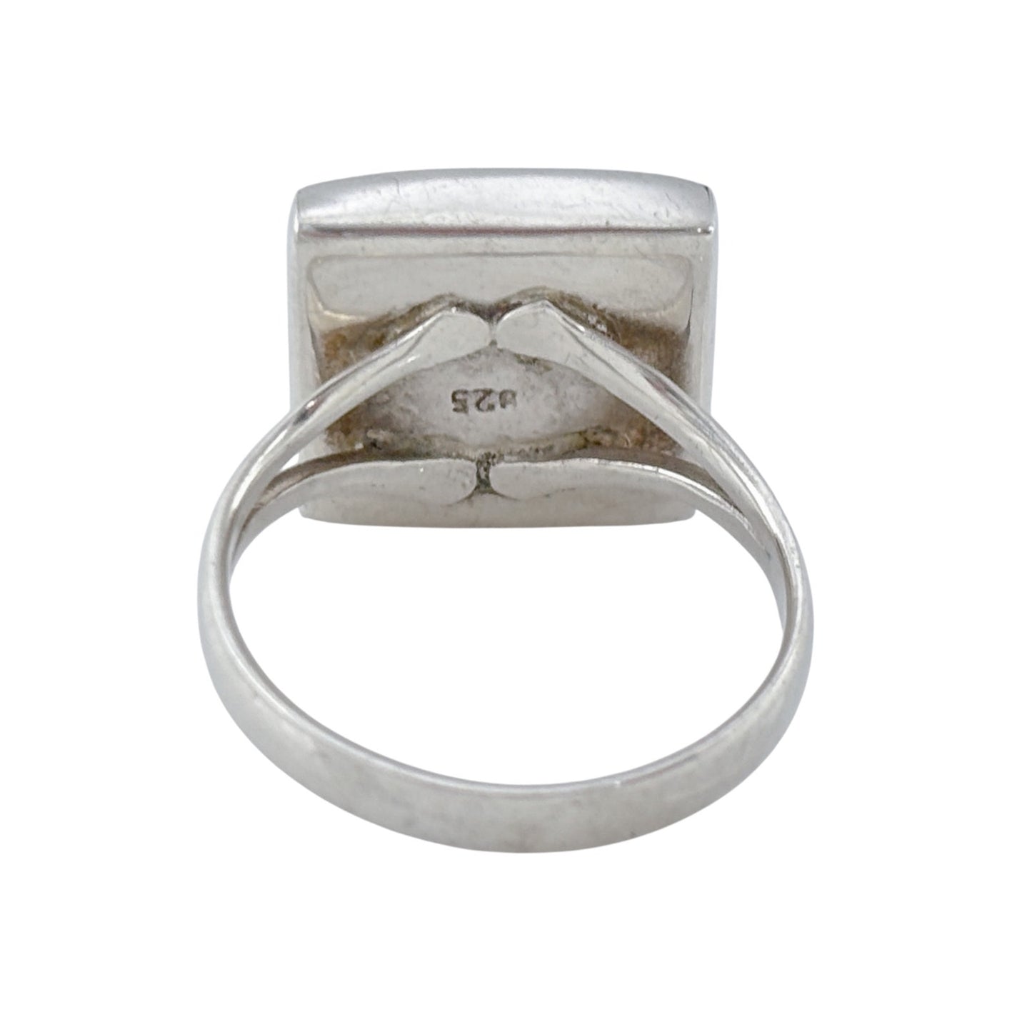 Vintage Sterling Silver 925 Rectangular Abalone Band Ring Size 8