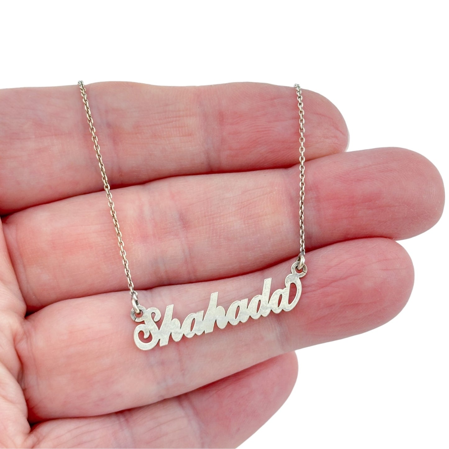 Vintage Sterling Silver 925 Shahada Name Necklace 17.5"