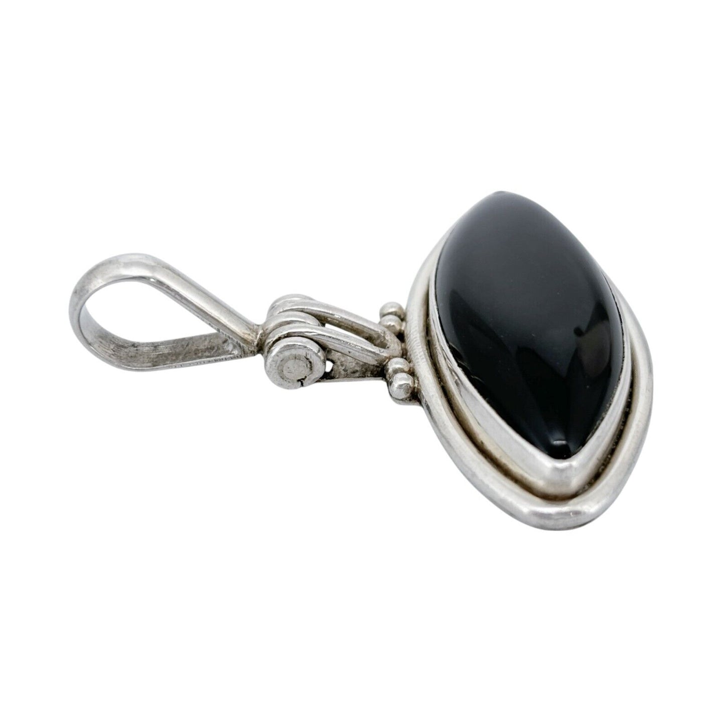 Vintage Sterling Silver 925 Black Onyx Hinged Pendant