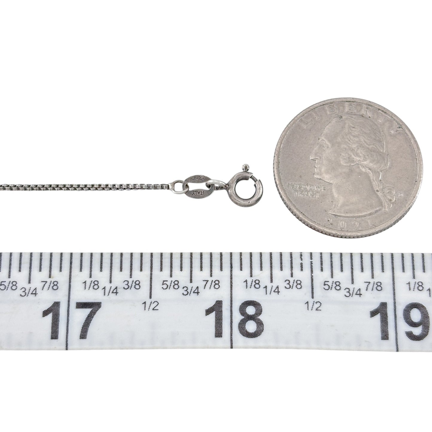 Vintage Italian Sterling Silver 925 Box Chain Necklace 18"