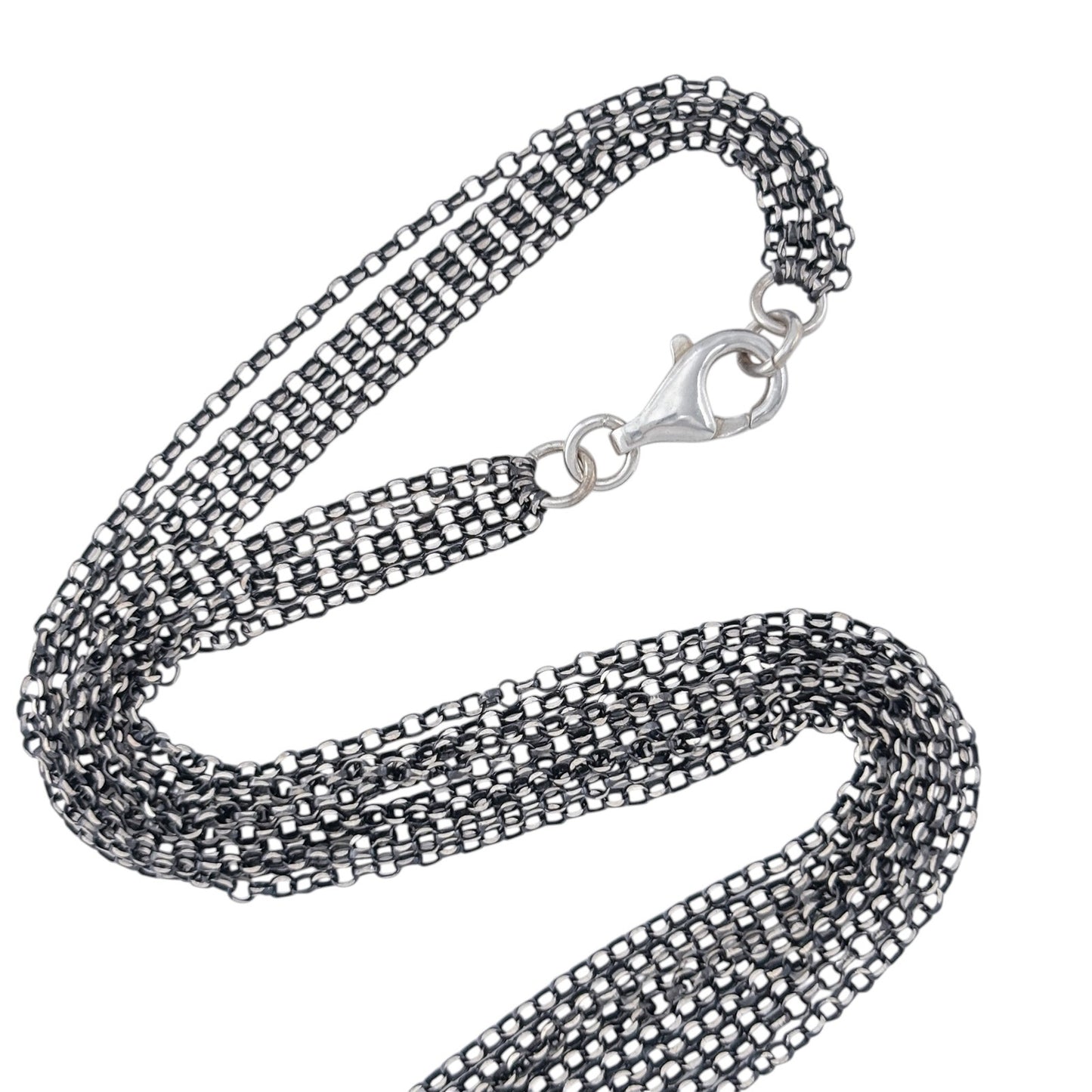 Vintage Sterling Silver 925 Multi Strand Black Cable Necklace 18"