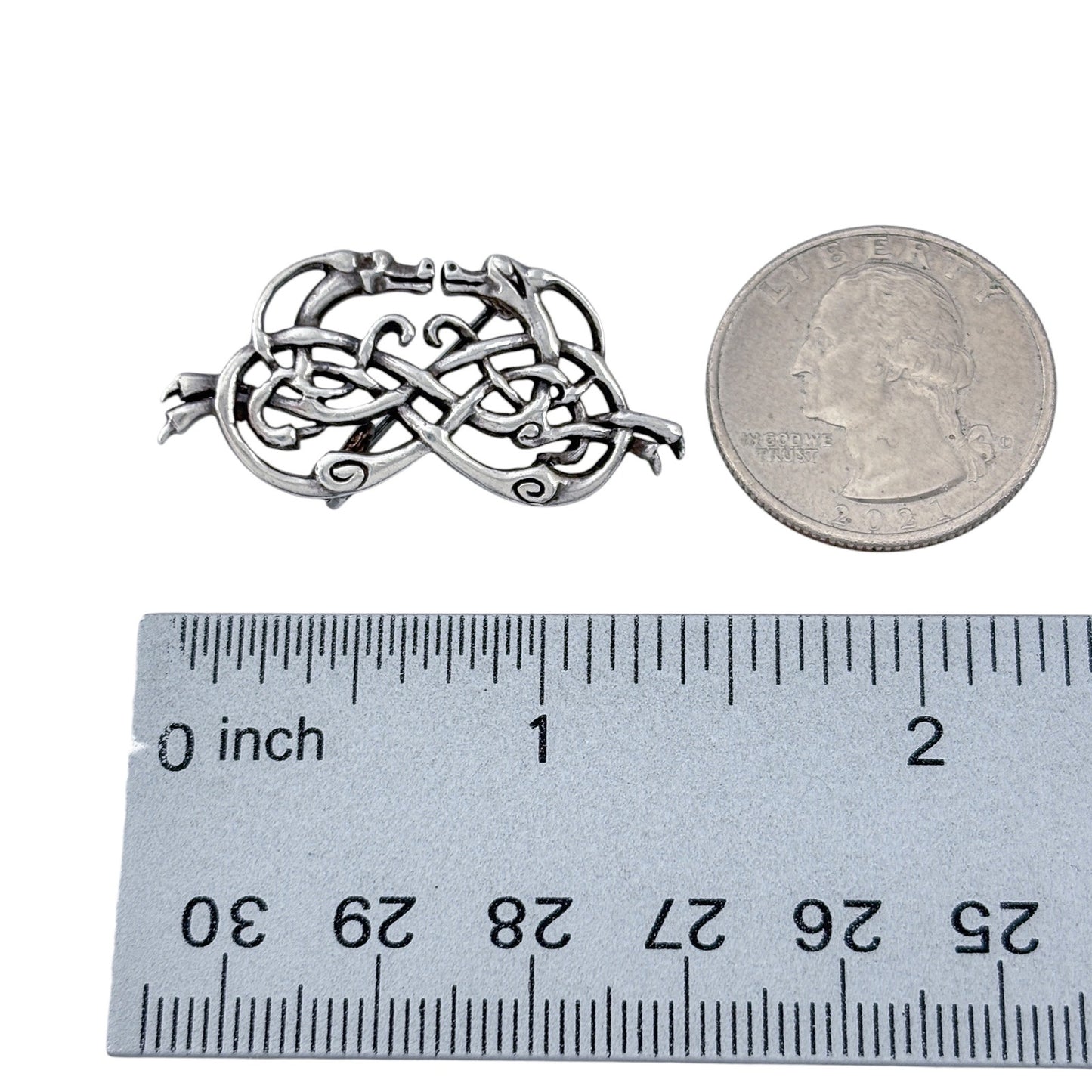 Vintage Sterling Silver 925 Celtic Dragon Brooch