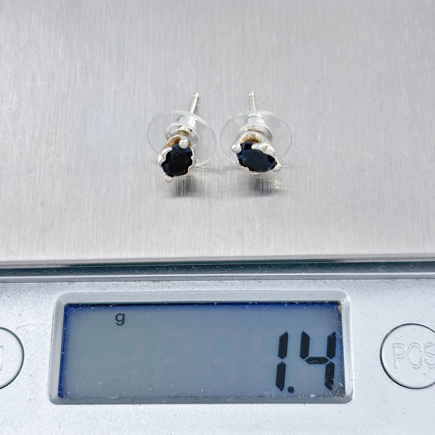 Vintage Sterling Silver 925 Sapphire Oval Stud Earrings