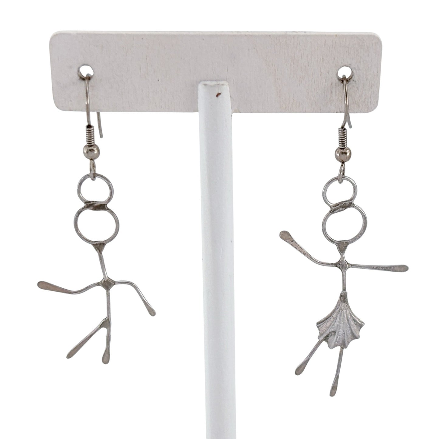 Vintage Sterling Silver 925 Stick Figure Dancing Man Woman Earrings
