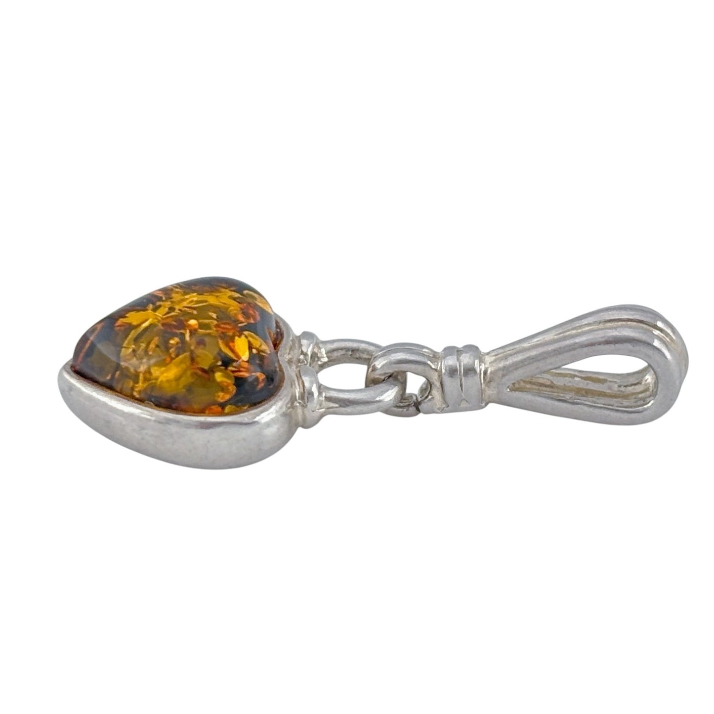 Vintage Sterling Silver 925 Amber Heart Pendant
