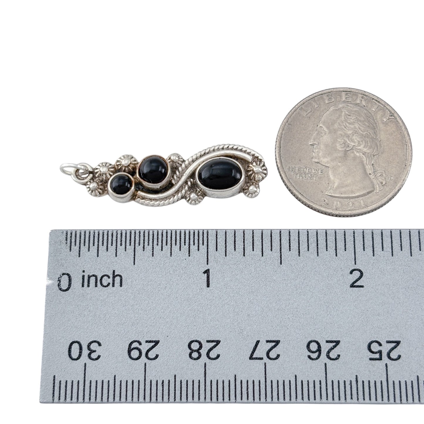 Vintage Sterling Silver 925 Onyx Pendant