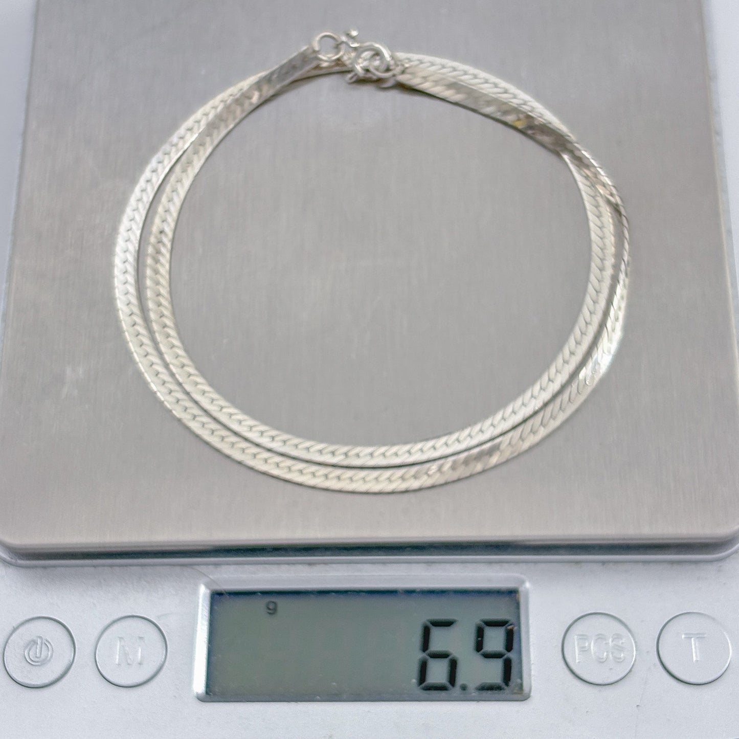 Vintage Italian Sterling Silver 925 Herringbone Chain Necklace 16.25"