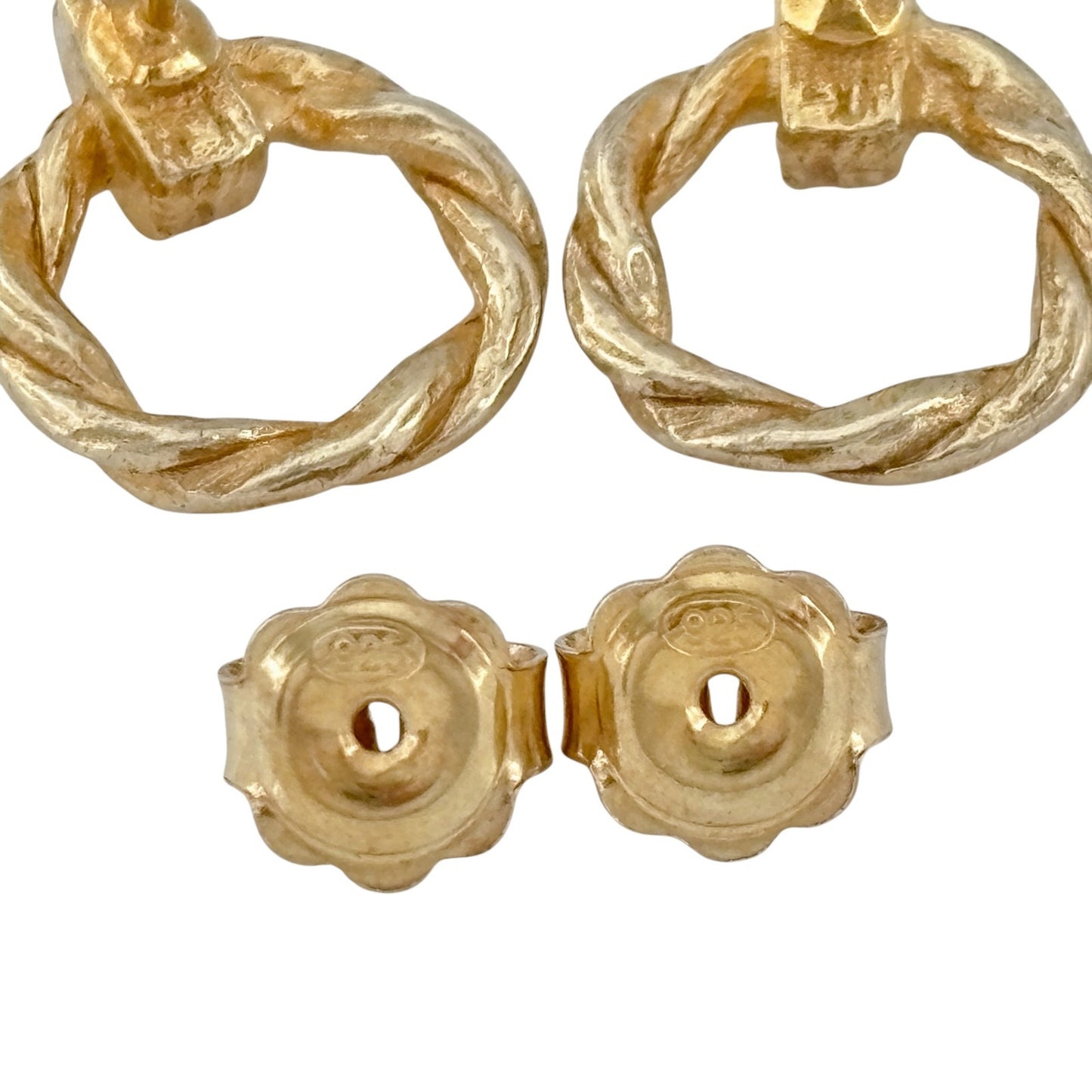 Vintage Gold-Tone Sterling Silver 925 Doorknocker Earrings