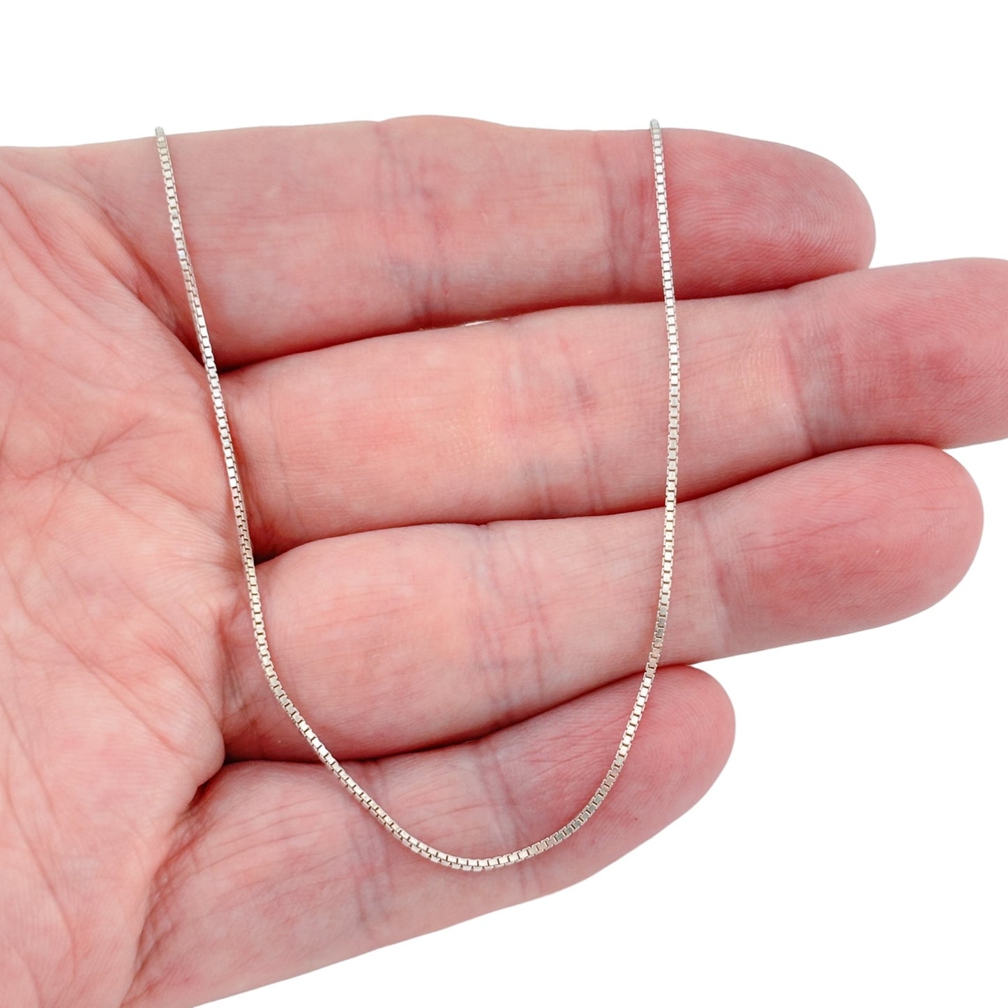 Vintage Italian Sterling Silver 925 Box Chain Necklace 18"