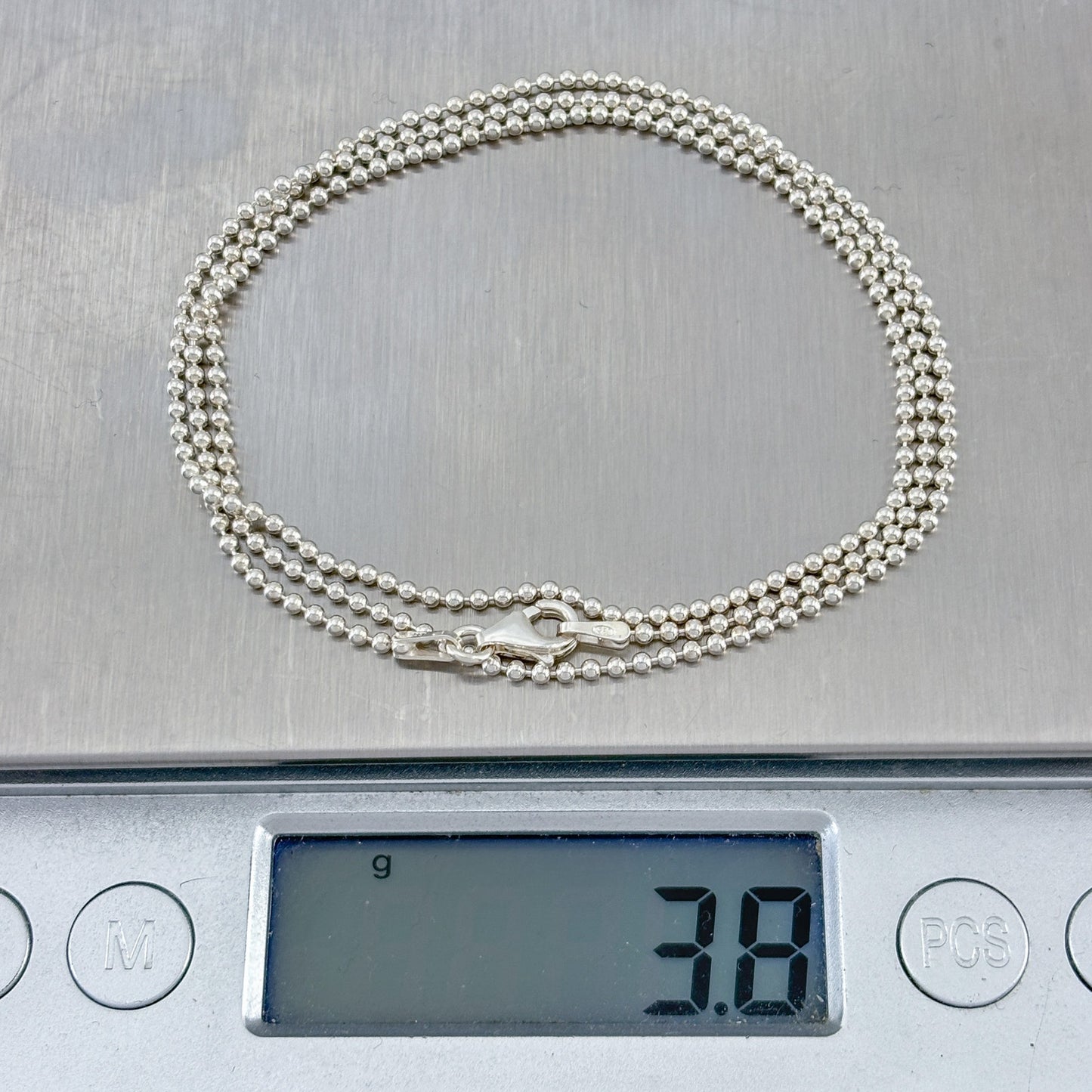 Vintage Italian Sterling Silver 925 Ball Bead Chain Necklace 20"